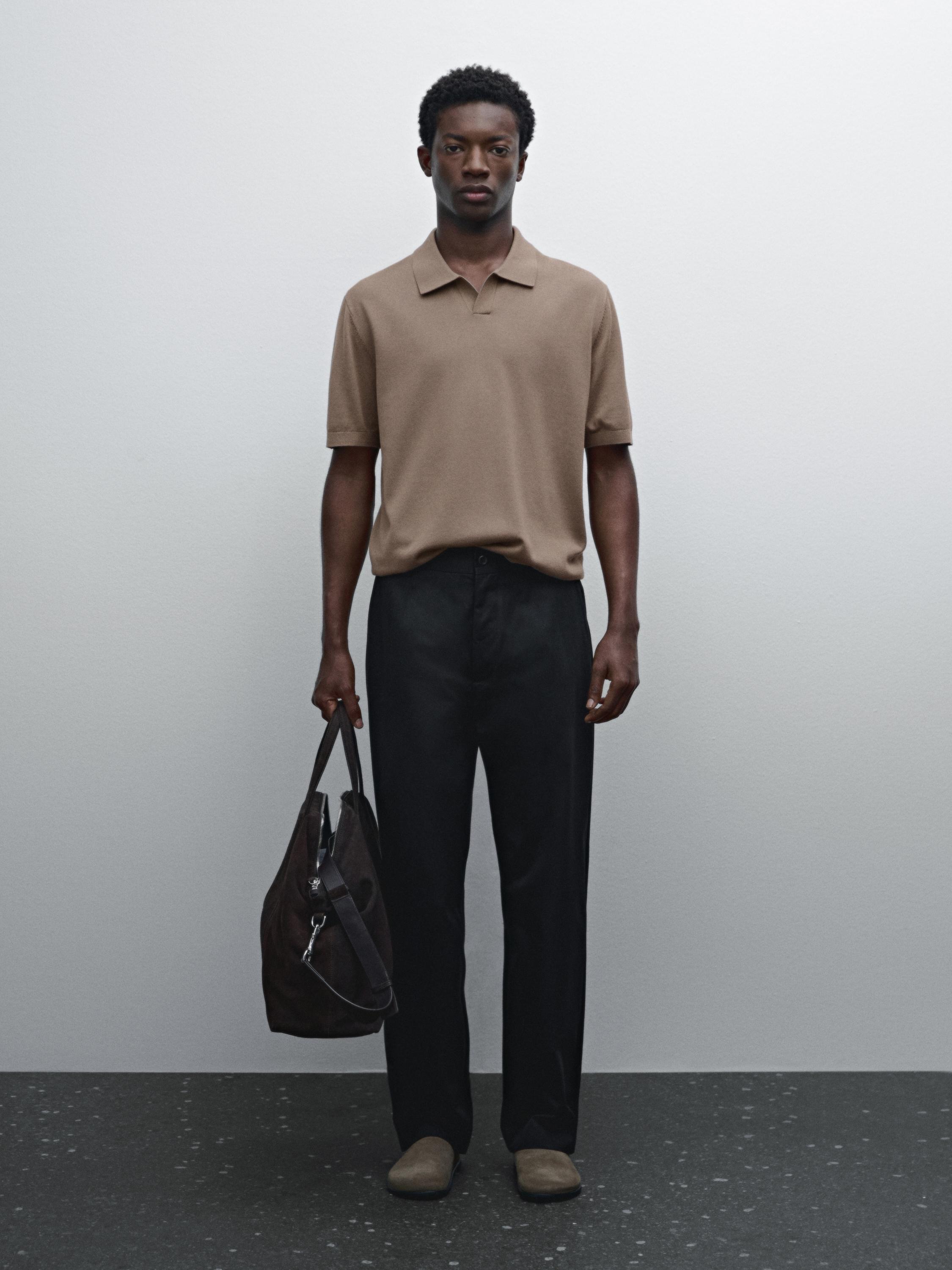 Short sleeve V-neck polo sweater