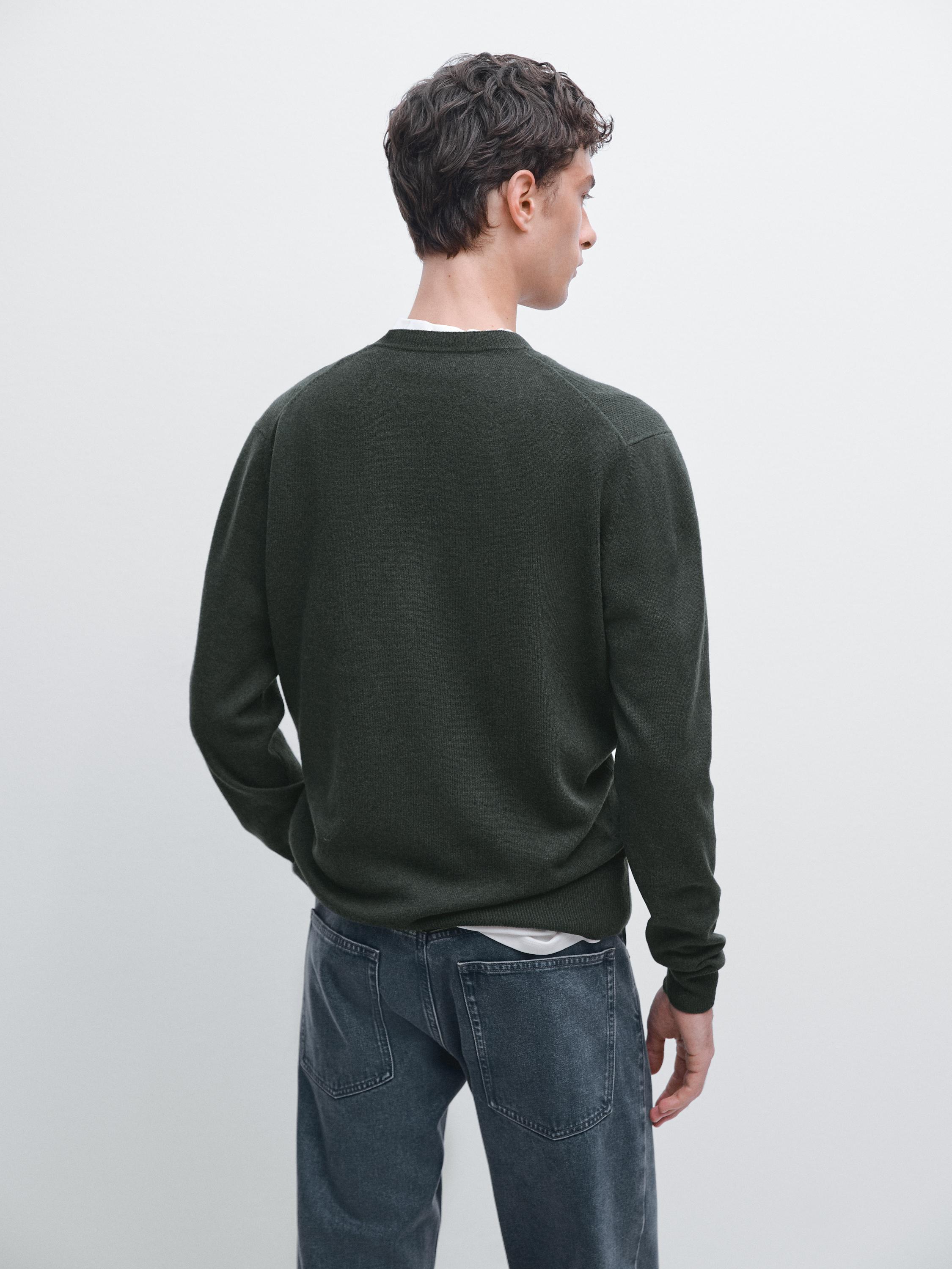Wool blend crew neck sweater