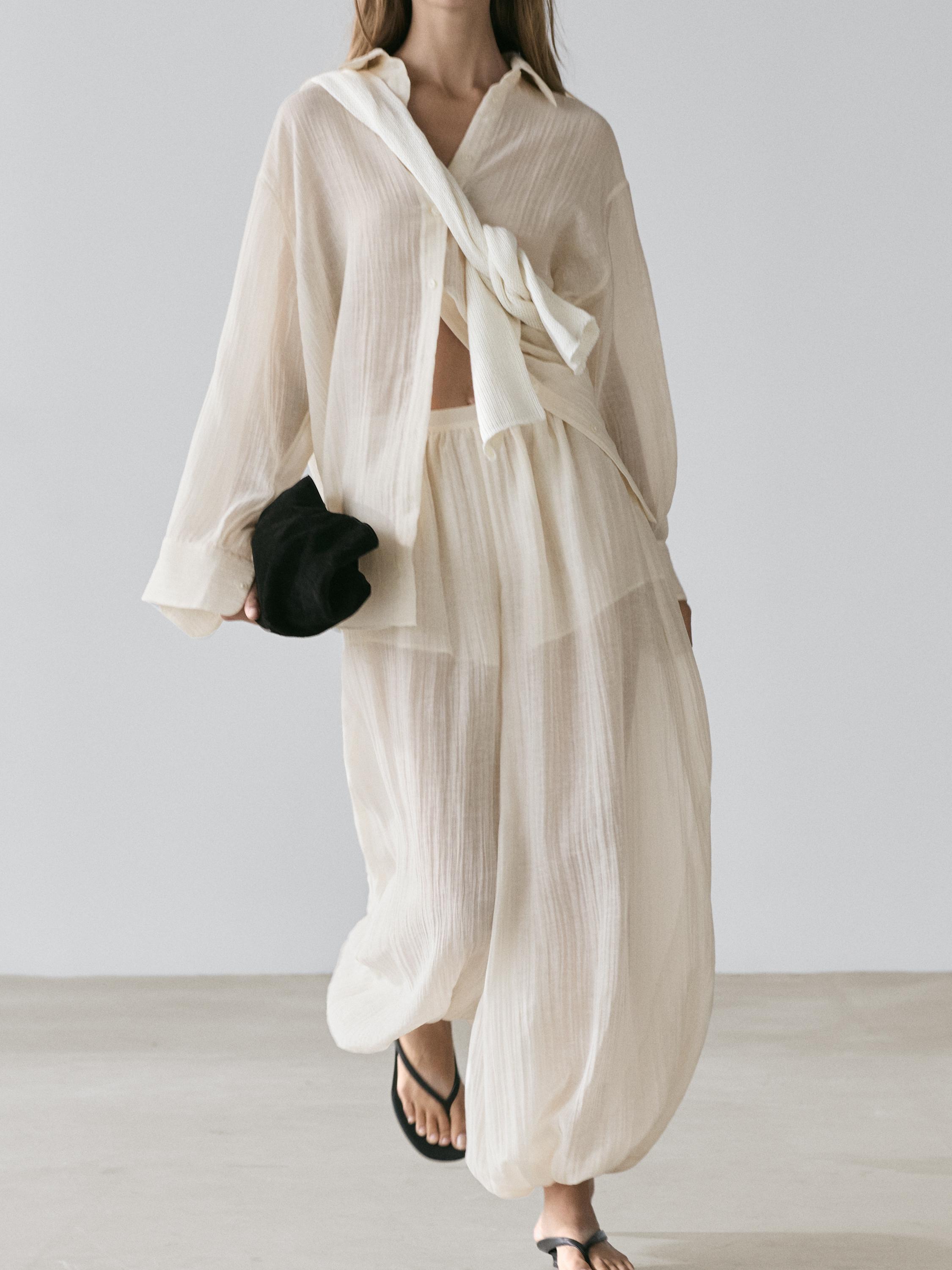 بنطال هاريم فضفاض بتفاصيل بليسيه