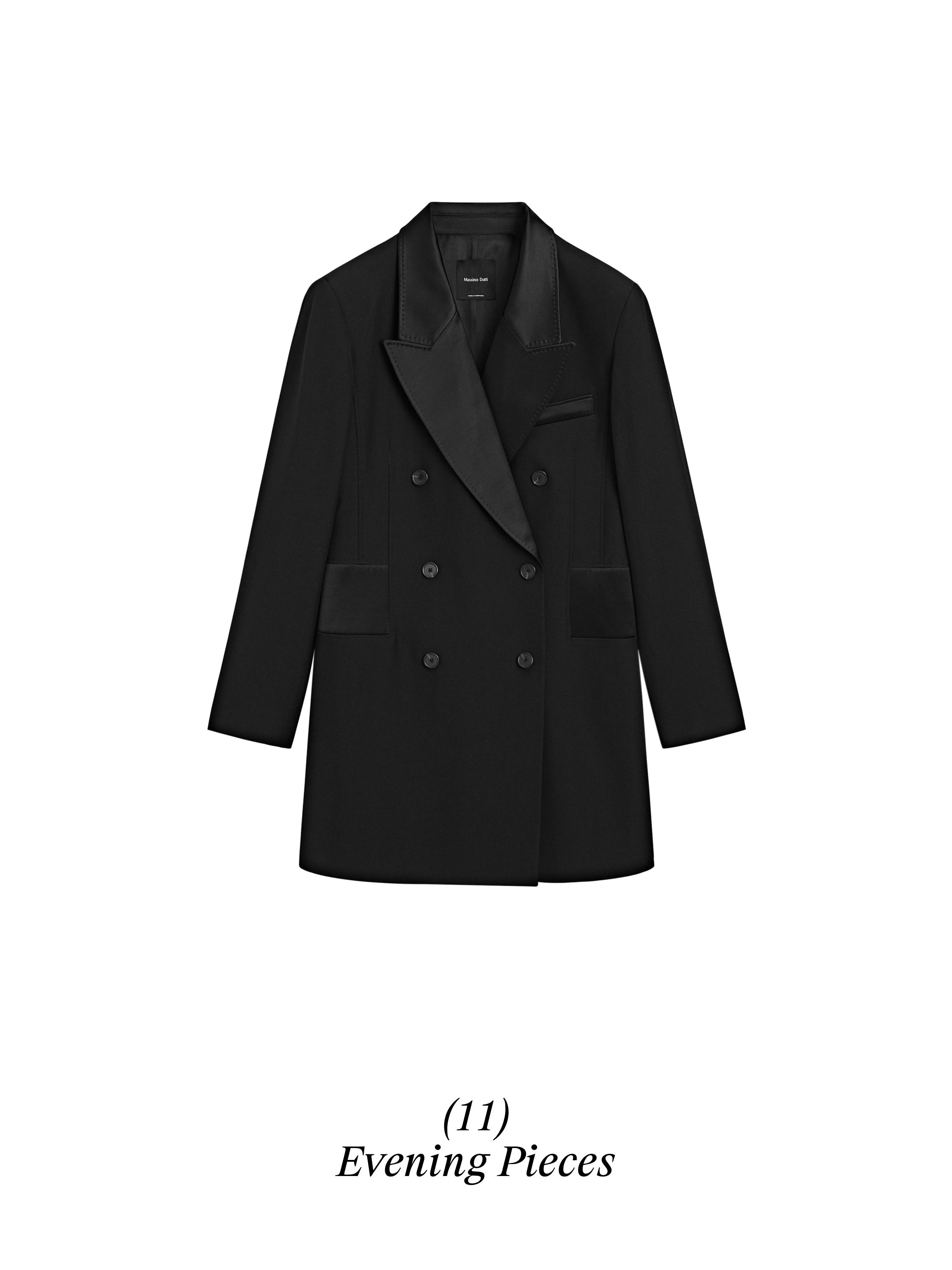Blazer-style dress with satin detail — BLACK