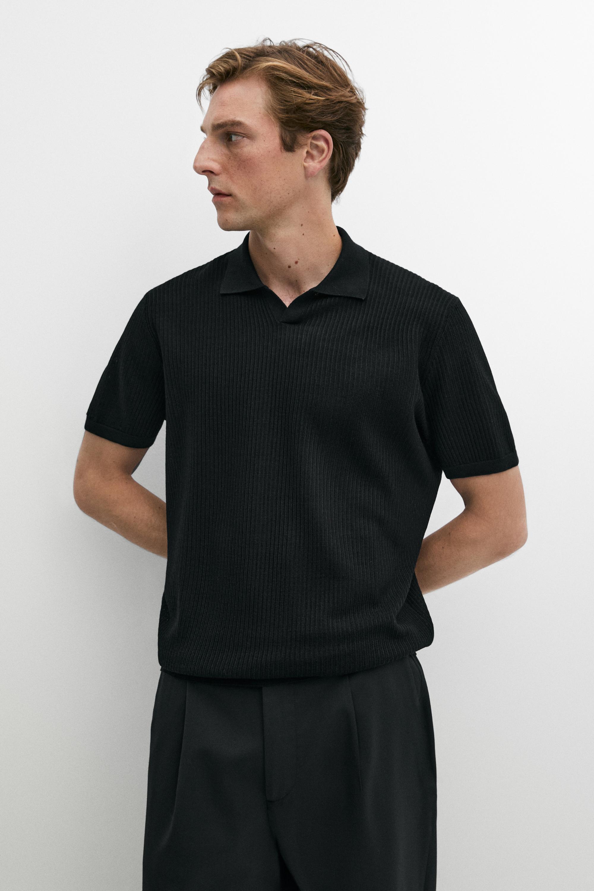 Wool blend short sleeve knit polo