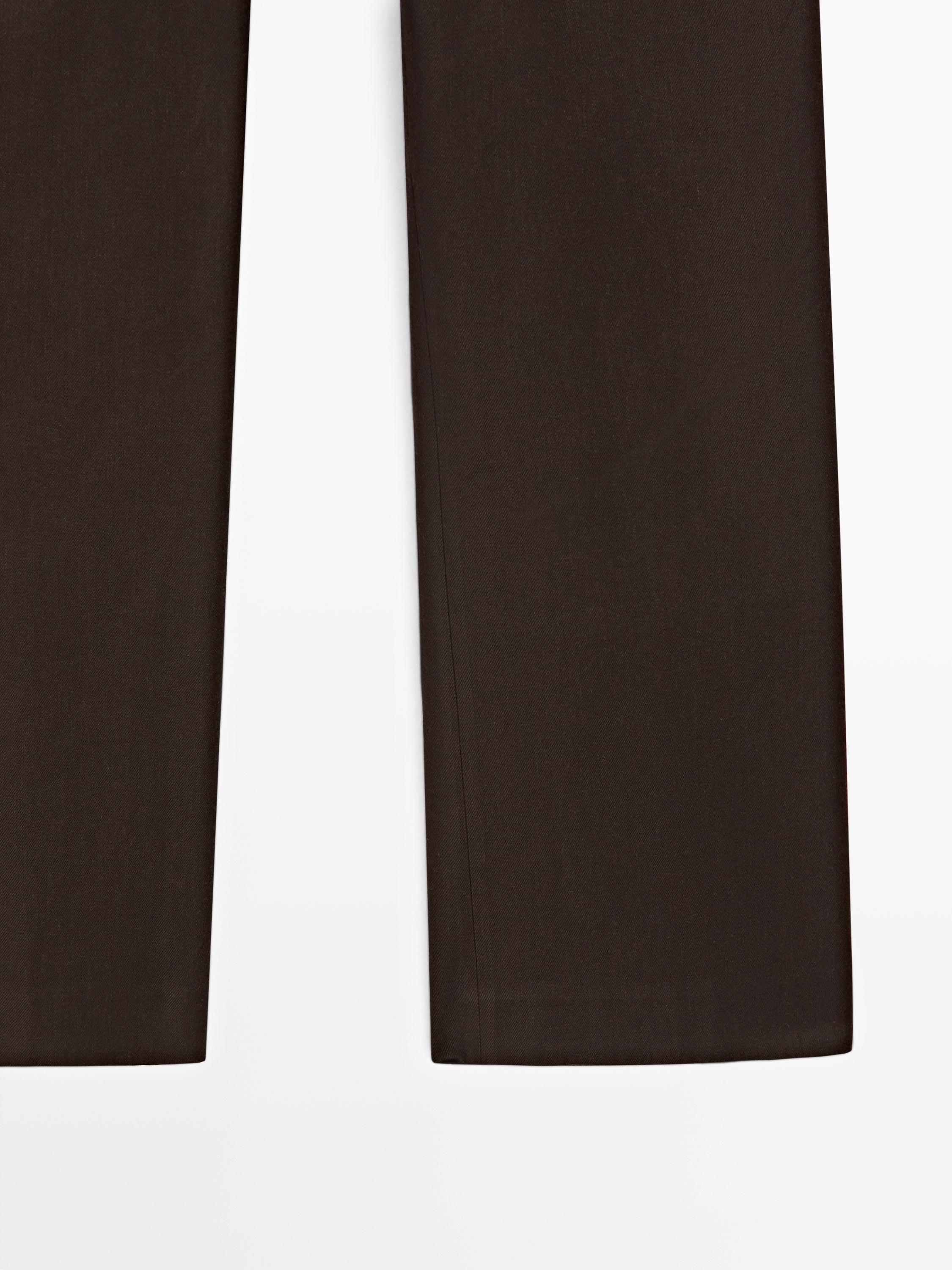 Linen quick-flare pants — Chocolate