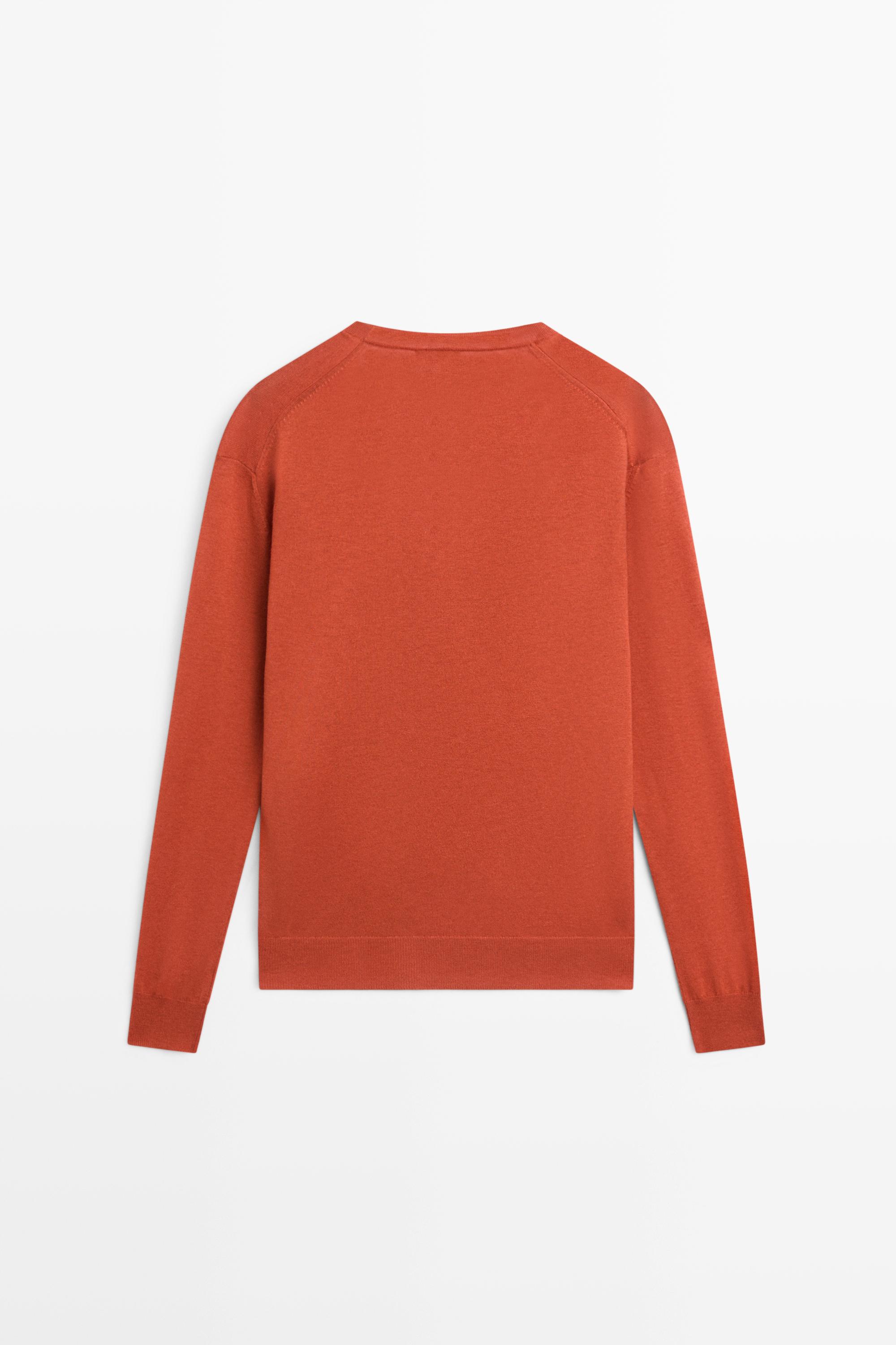 V-neck knit sweater — BURNT ORANGE