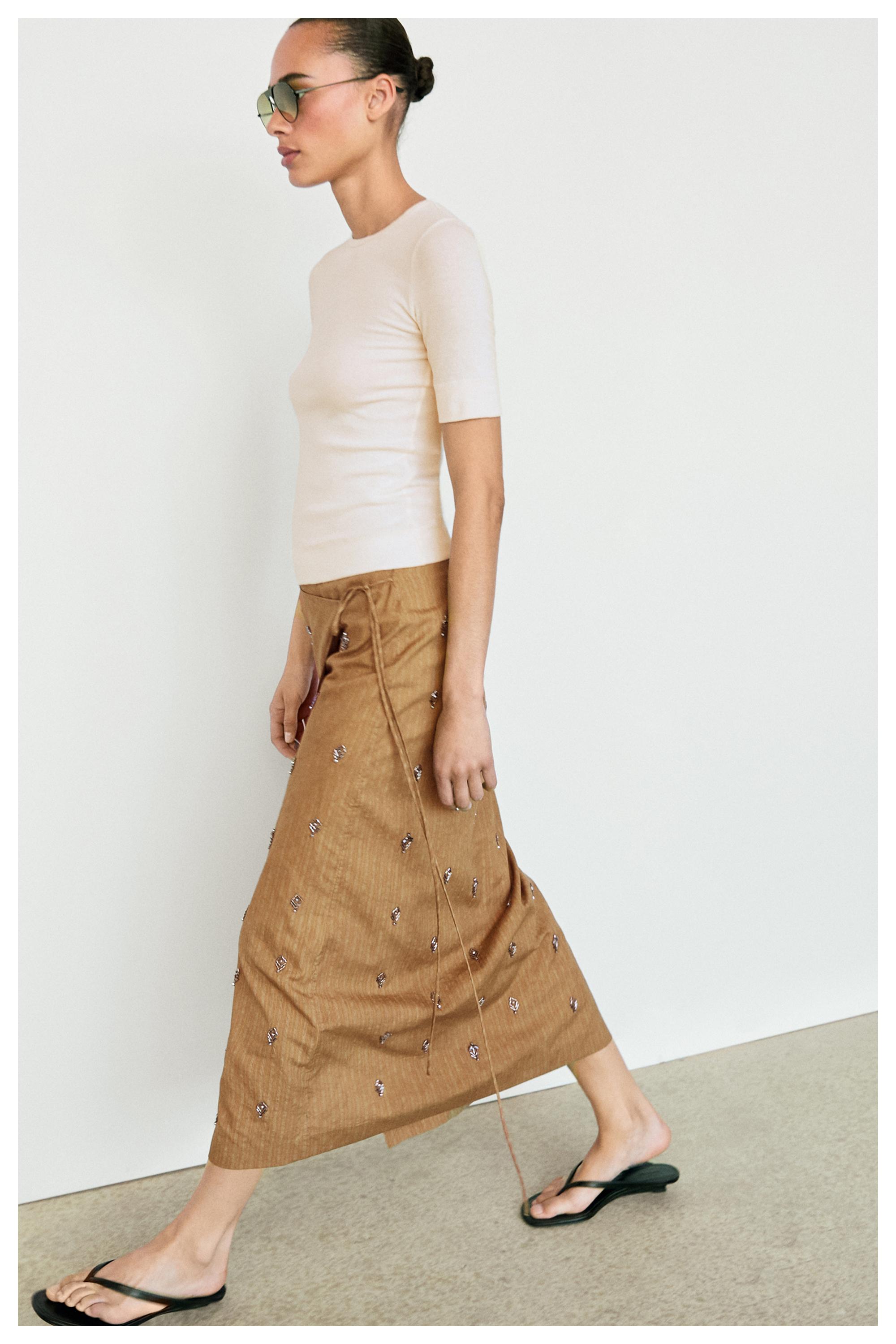 Midi pareo skirt with appliqués — MUSTARD YELLOW
