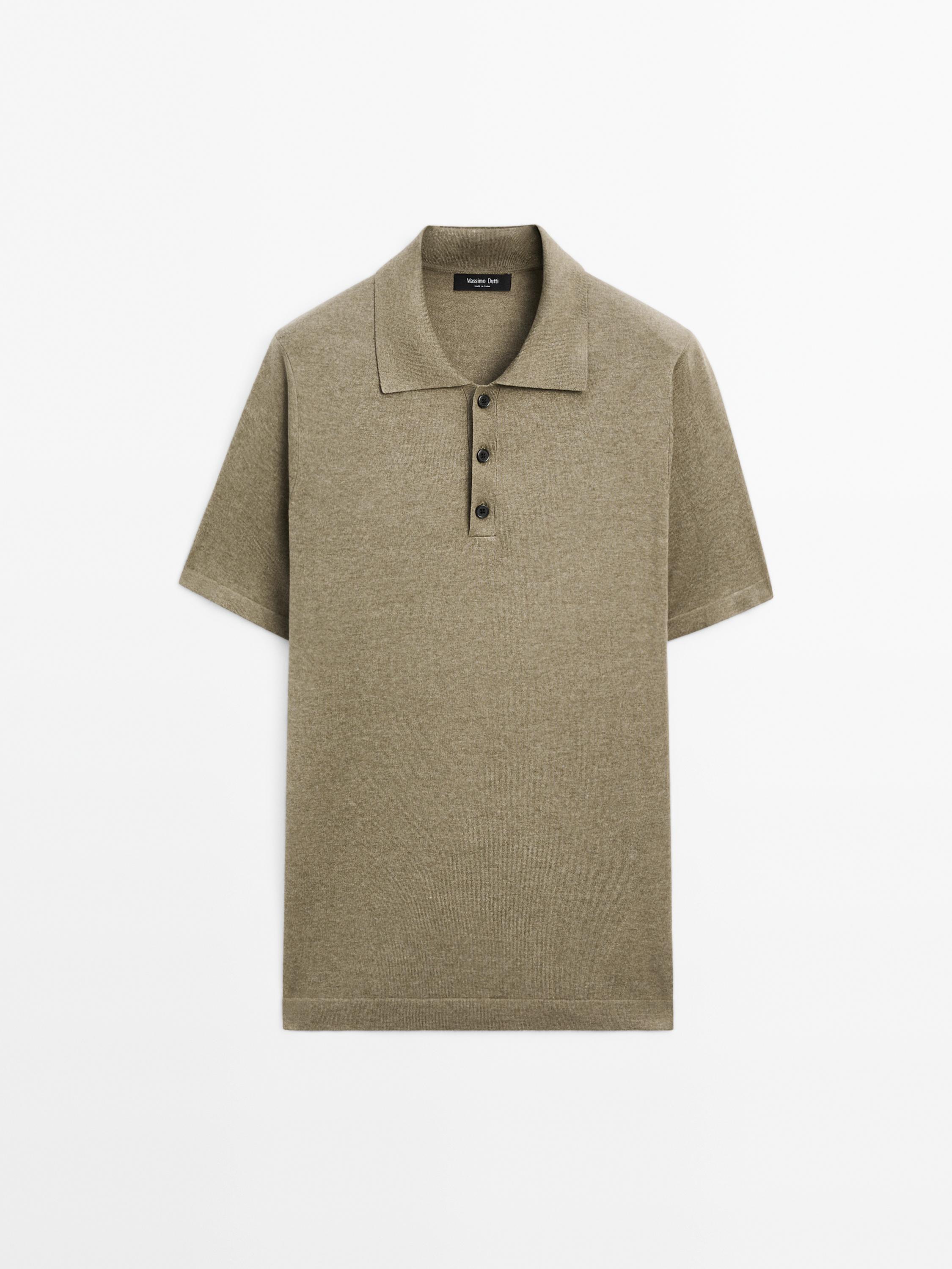 Cotton blend knit polo shirt