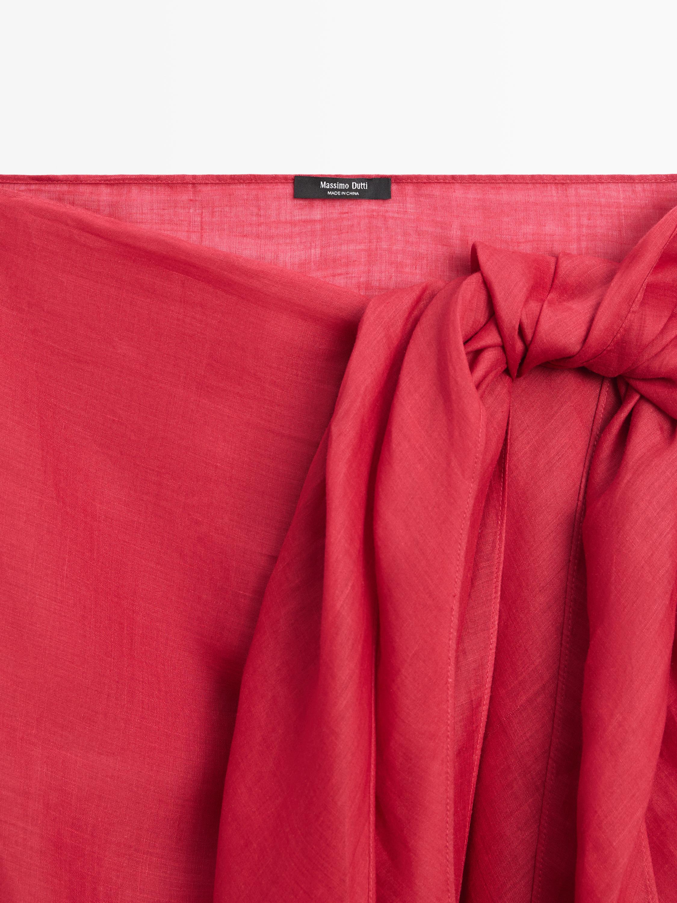 100% ramie pareo skirt — RED