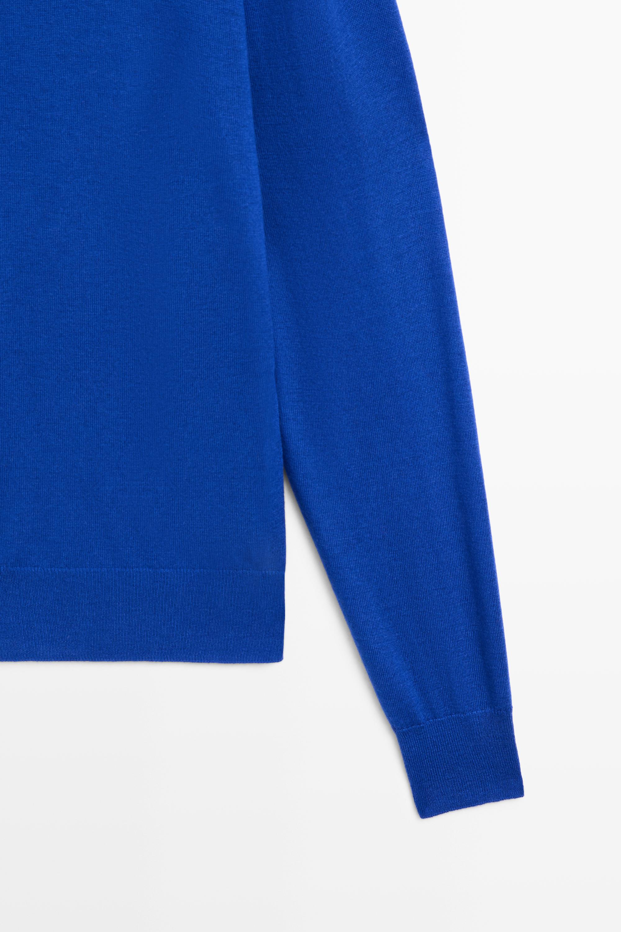 Fine knit round neck sweater — DEEP BLUE