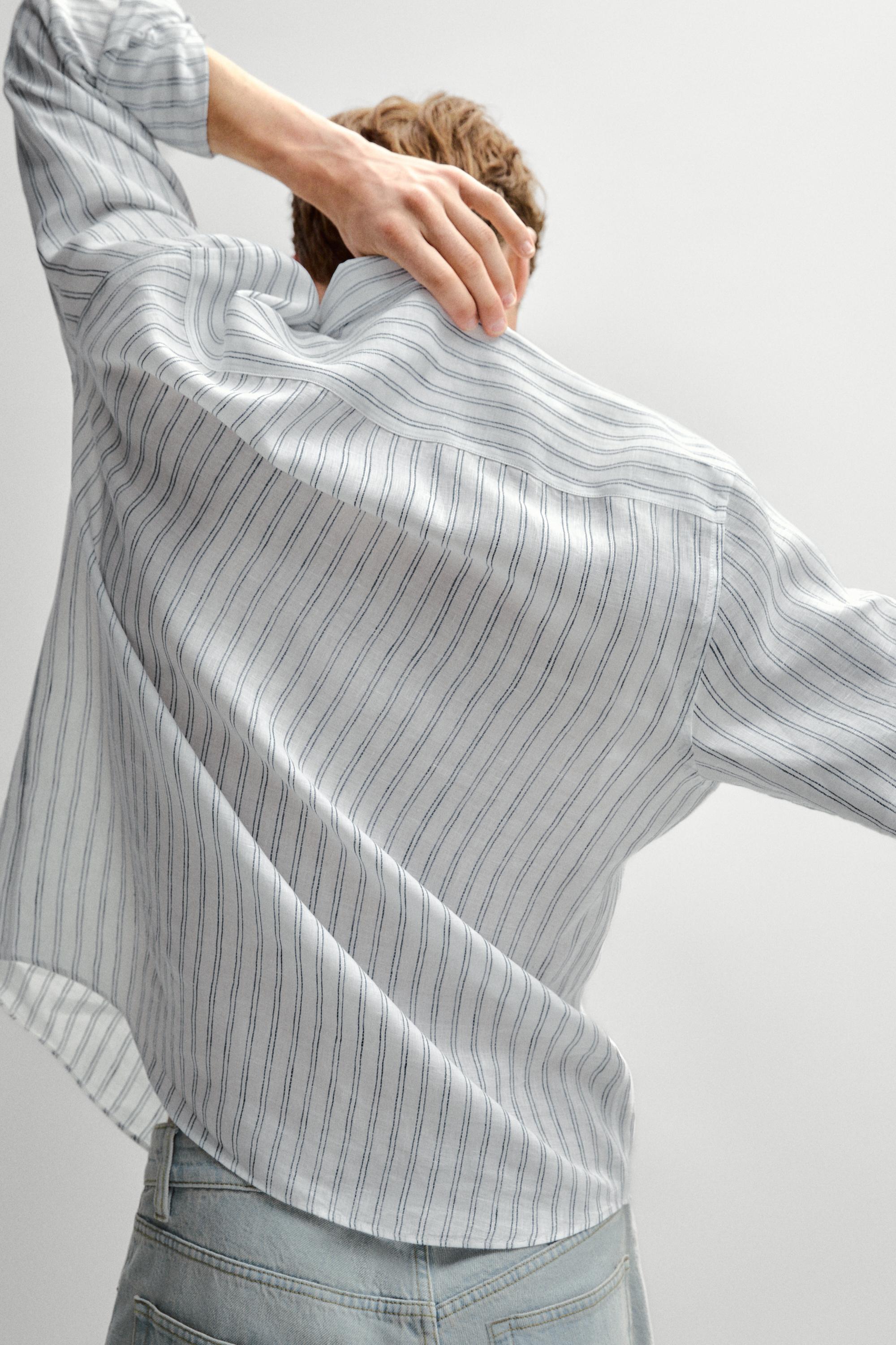 100% linen regular fit shirt — TURQUOISE
