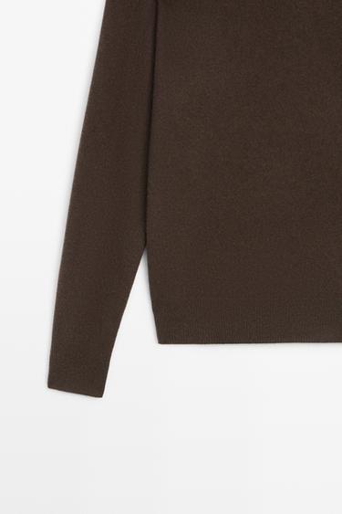 Wool blend crew neck knit sweater — BROWN MARL 7