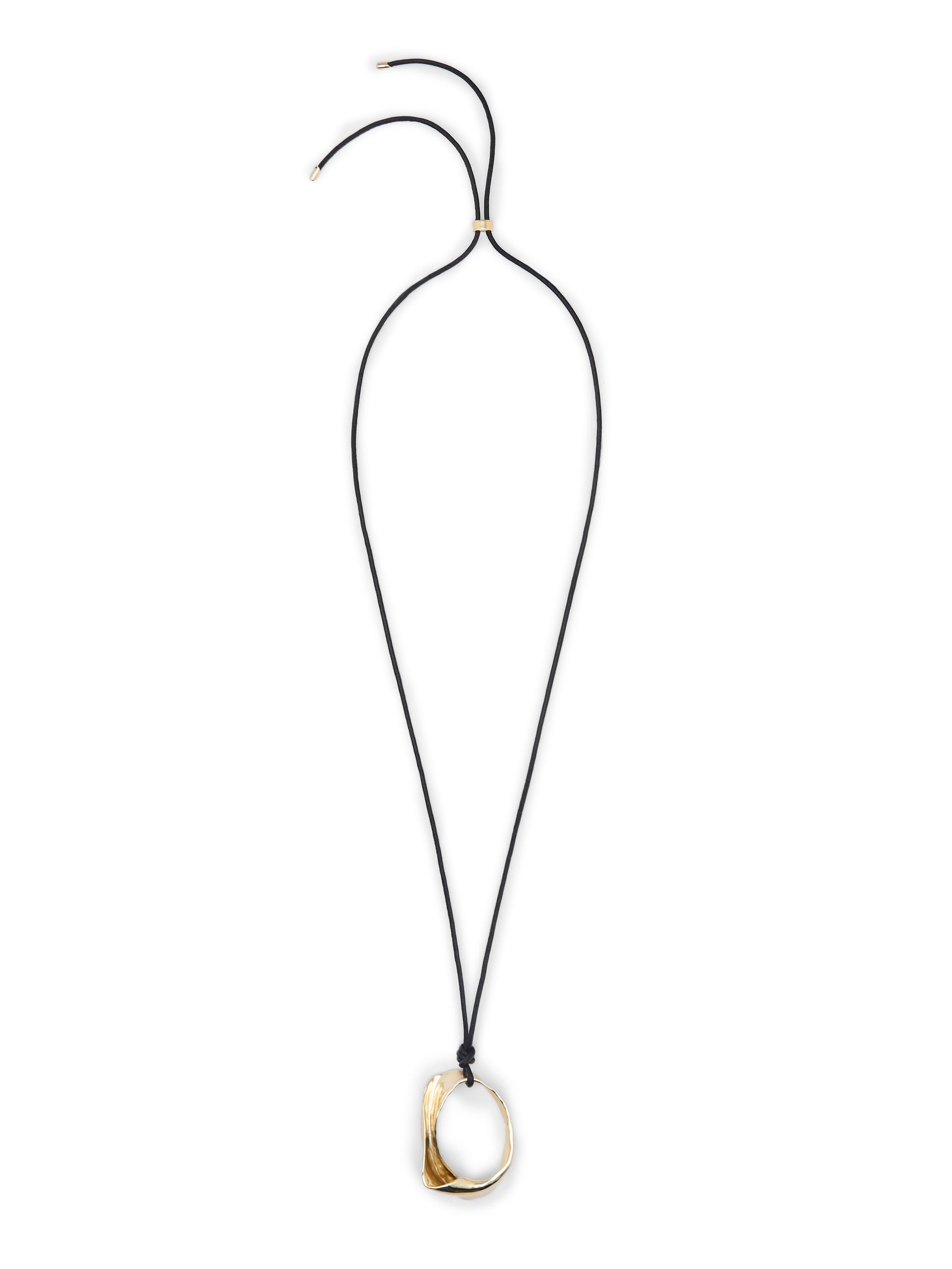 Leather cord necklace with irregular pendant — GOLDEN