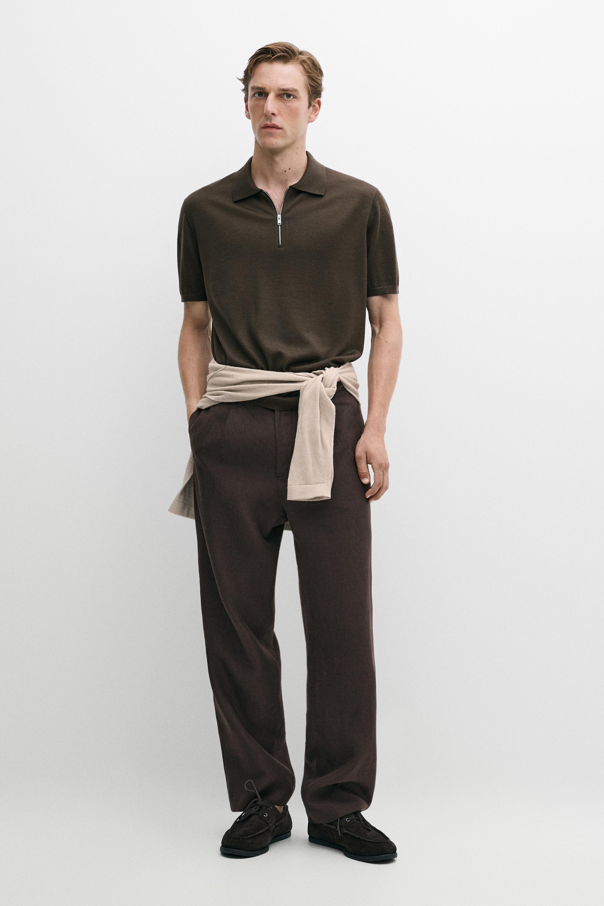 Polo In Misto Lana Con Cerniera - Kaki Oscuro - S - Massimo Dutti - Male-image