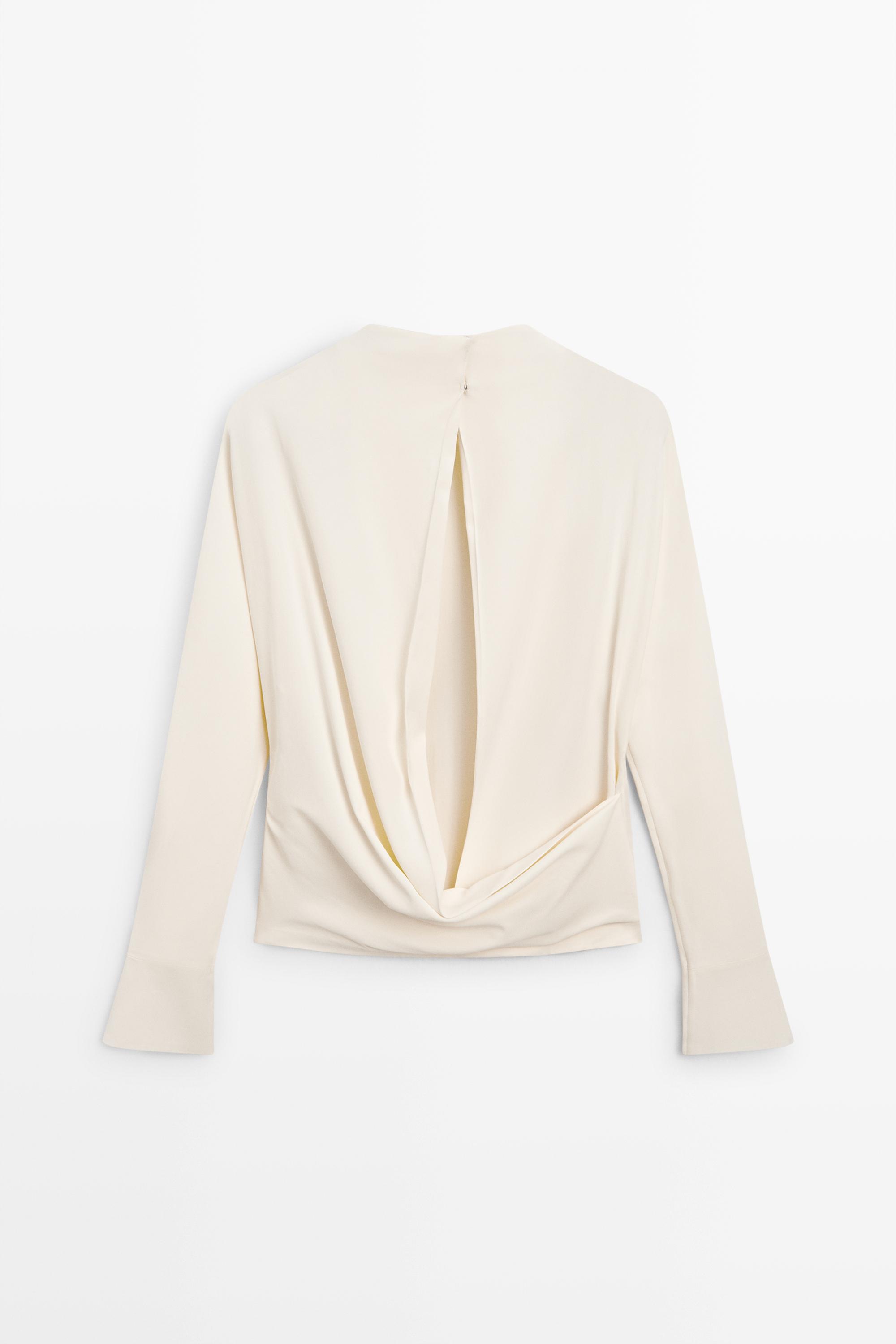 Long sleeve top with back detail — CREAM