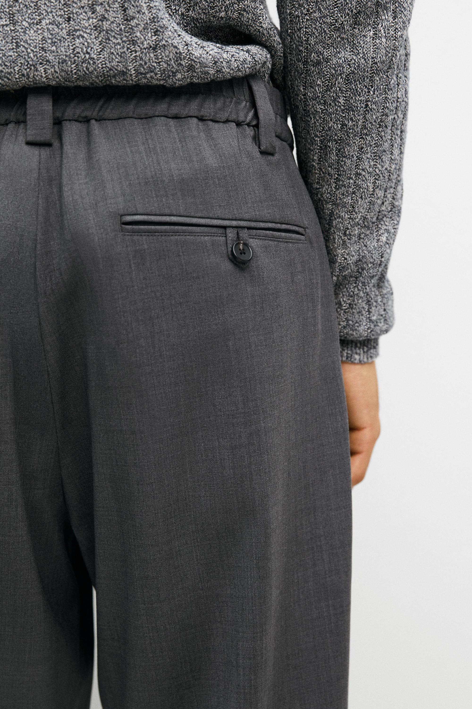 100% wool straight-leg pants — GREY