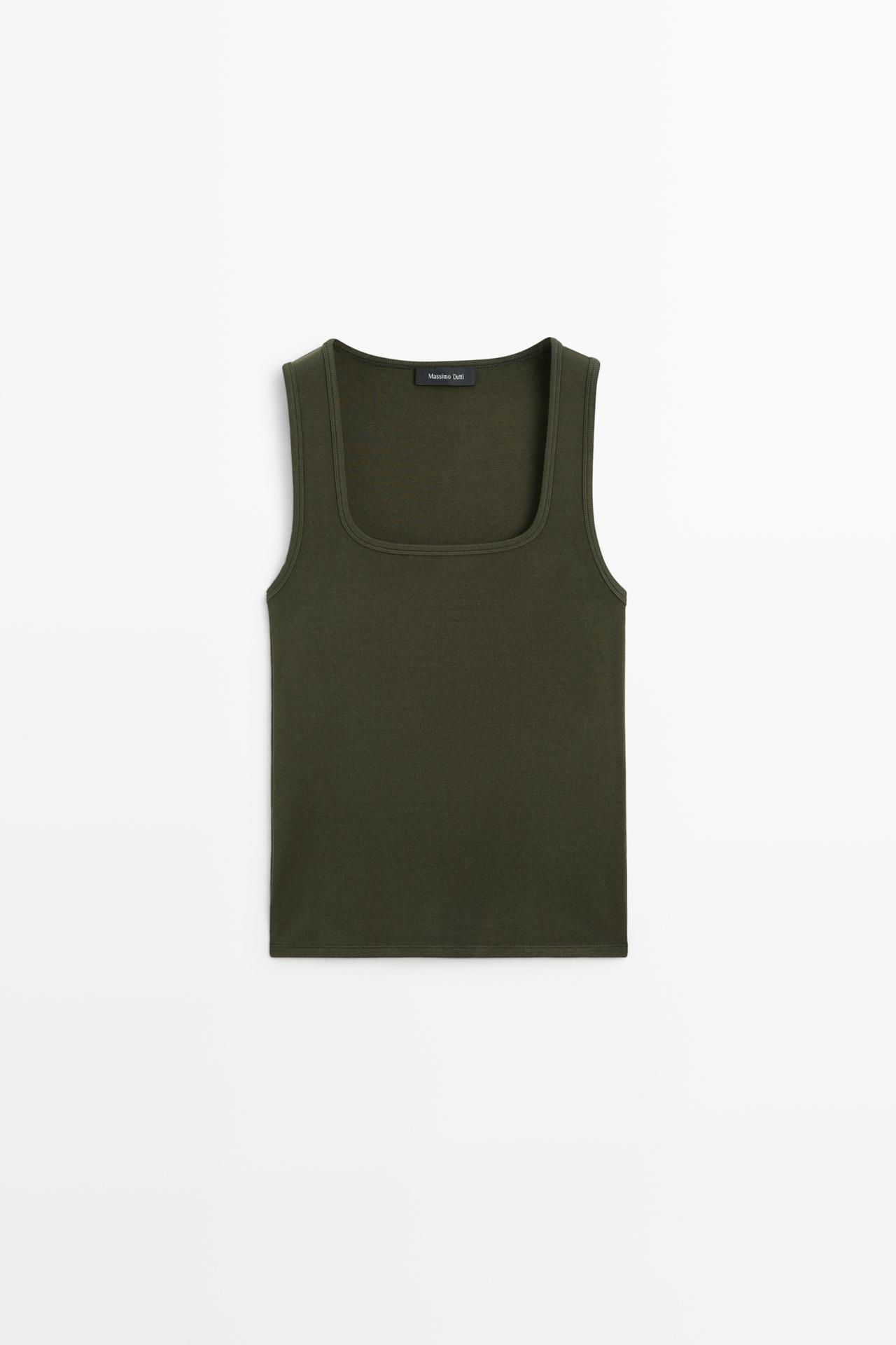 Square Neck Top — DARK KHAKI