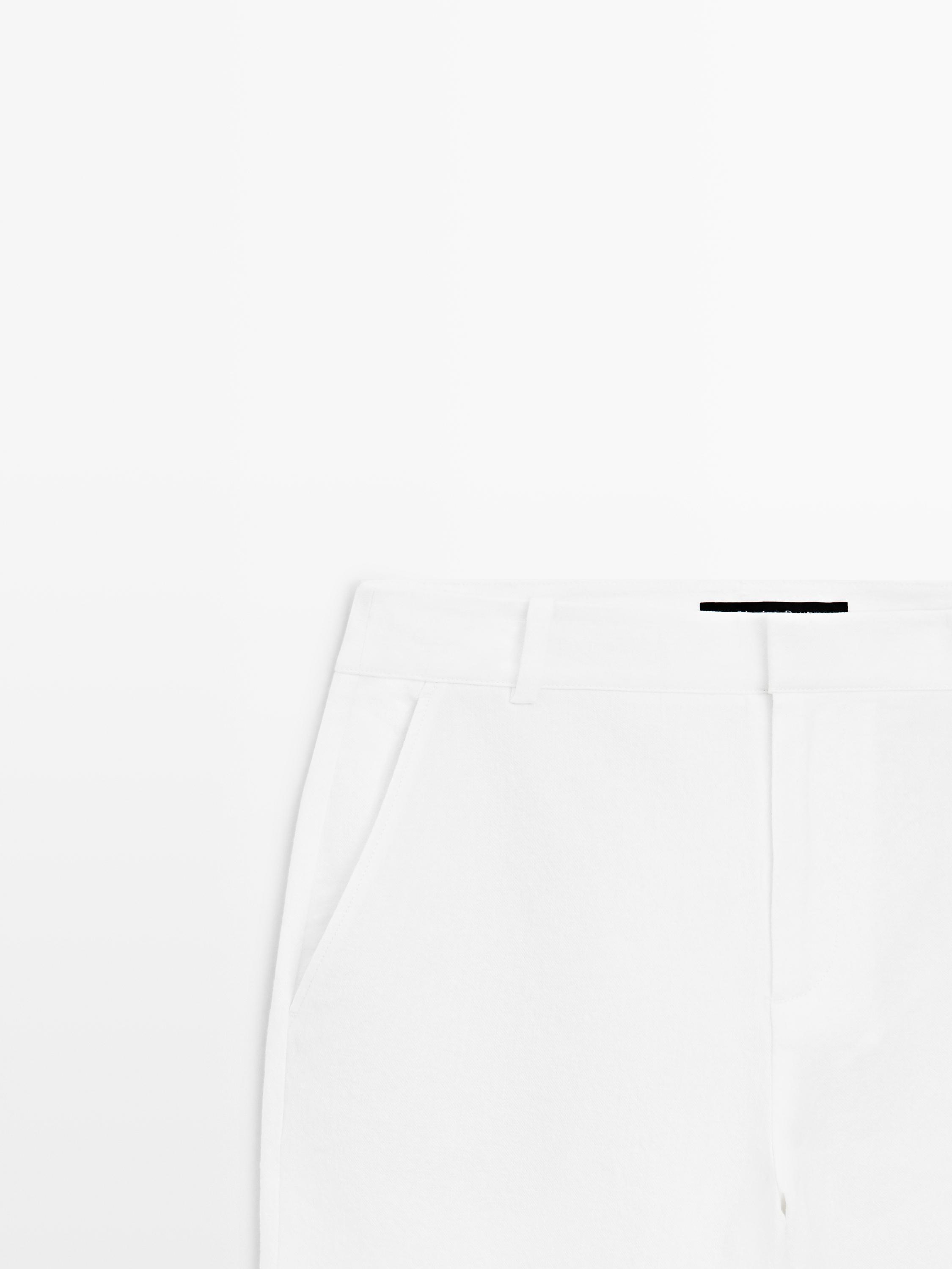 Slim fit linen blend trousers — Off white