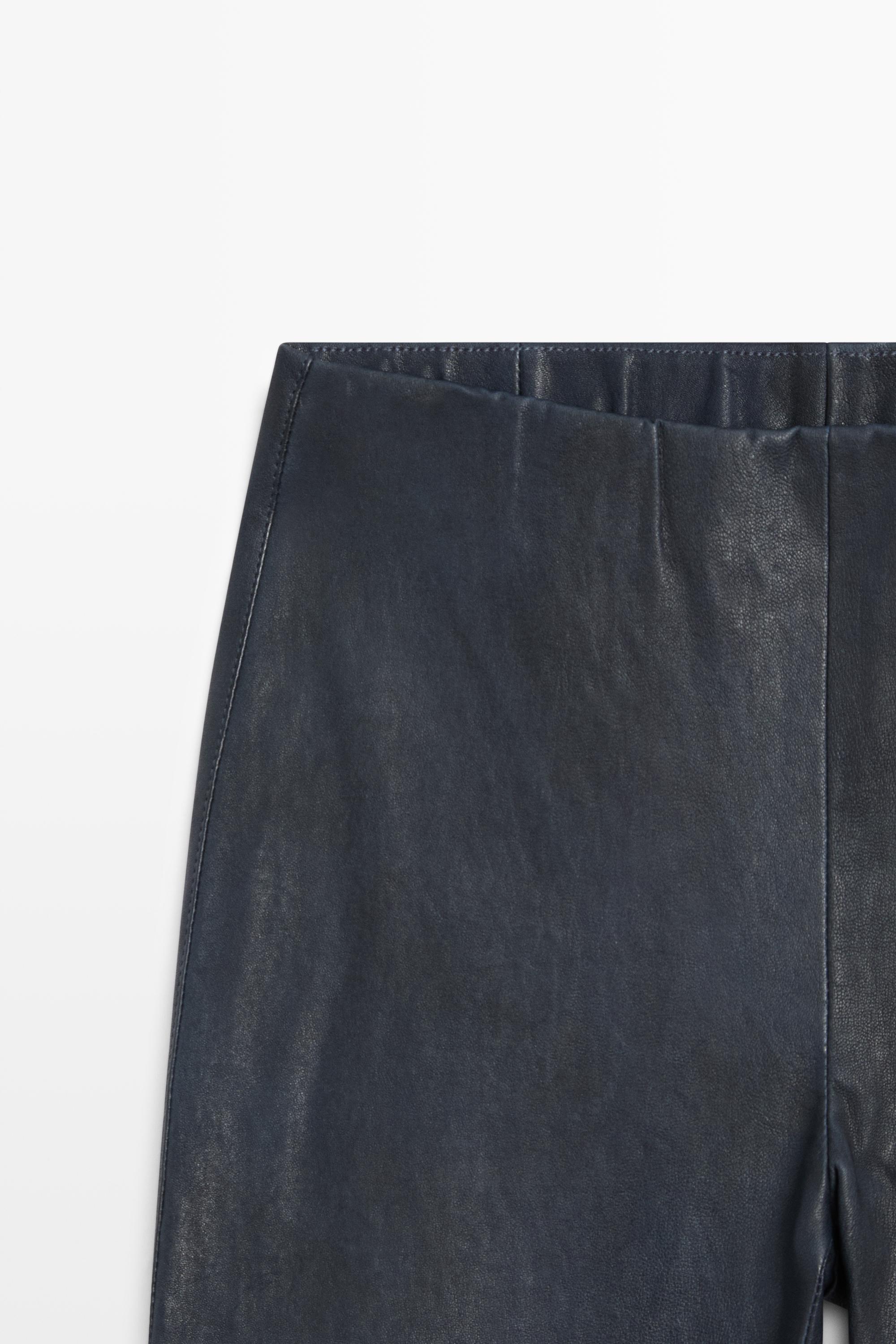 Nappa leather flare fit leggings — BLUE