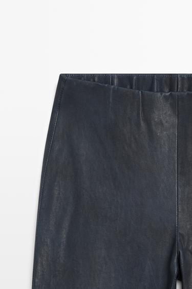 Nappa leather flare fit leggings — BLUE 9