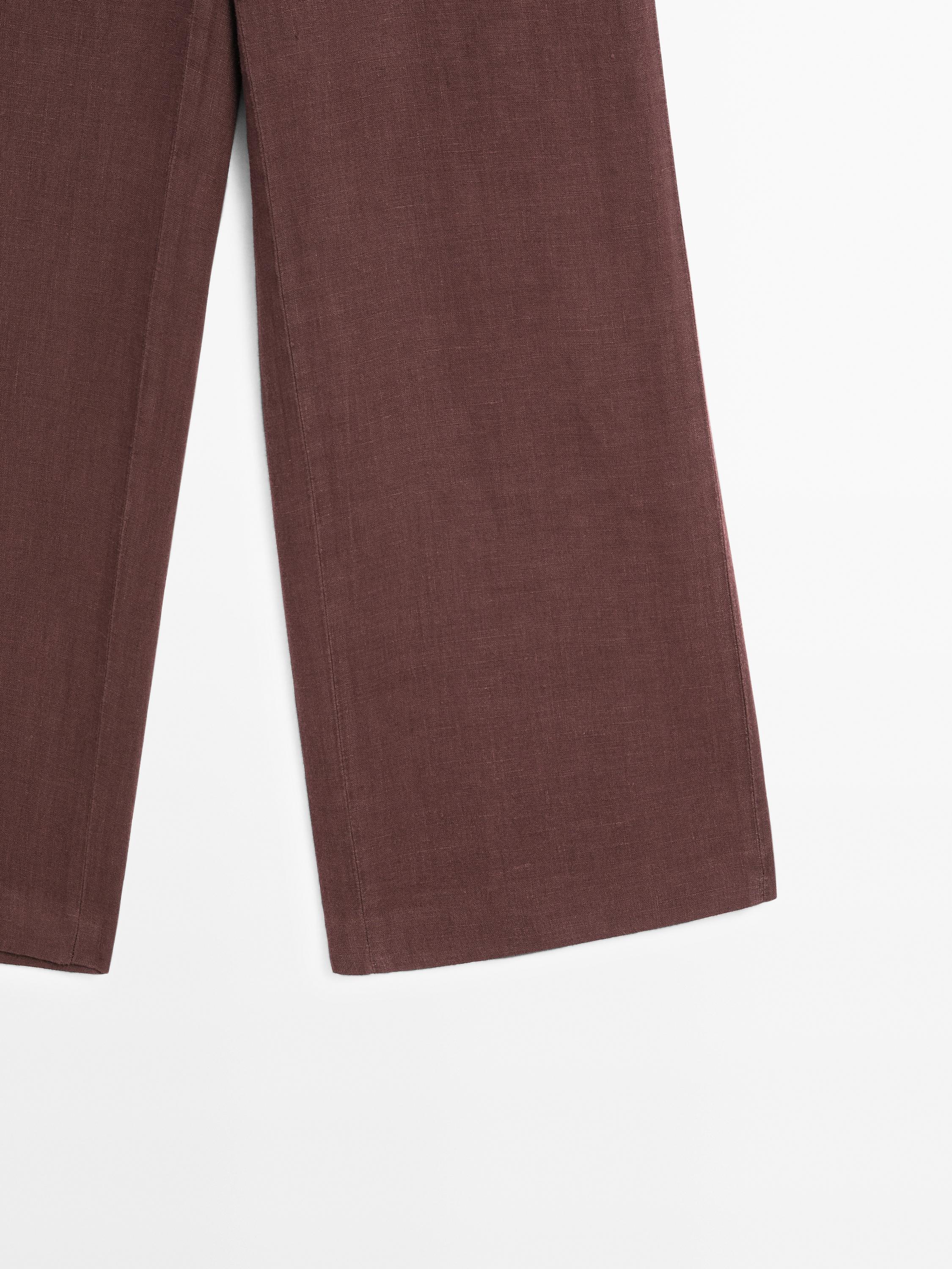 Pantalón recto bolsillos 100% lino
