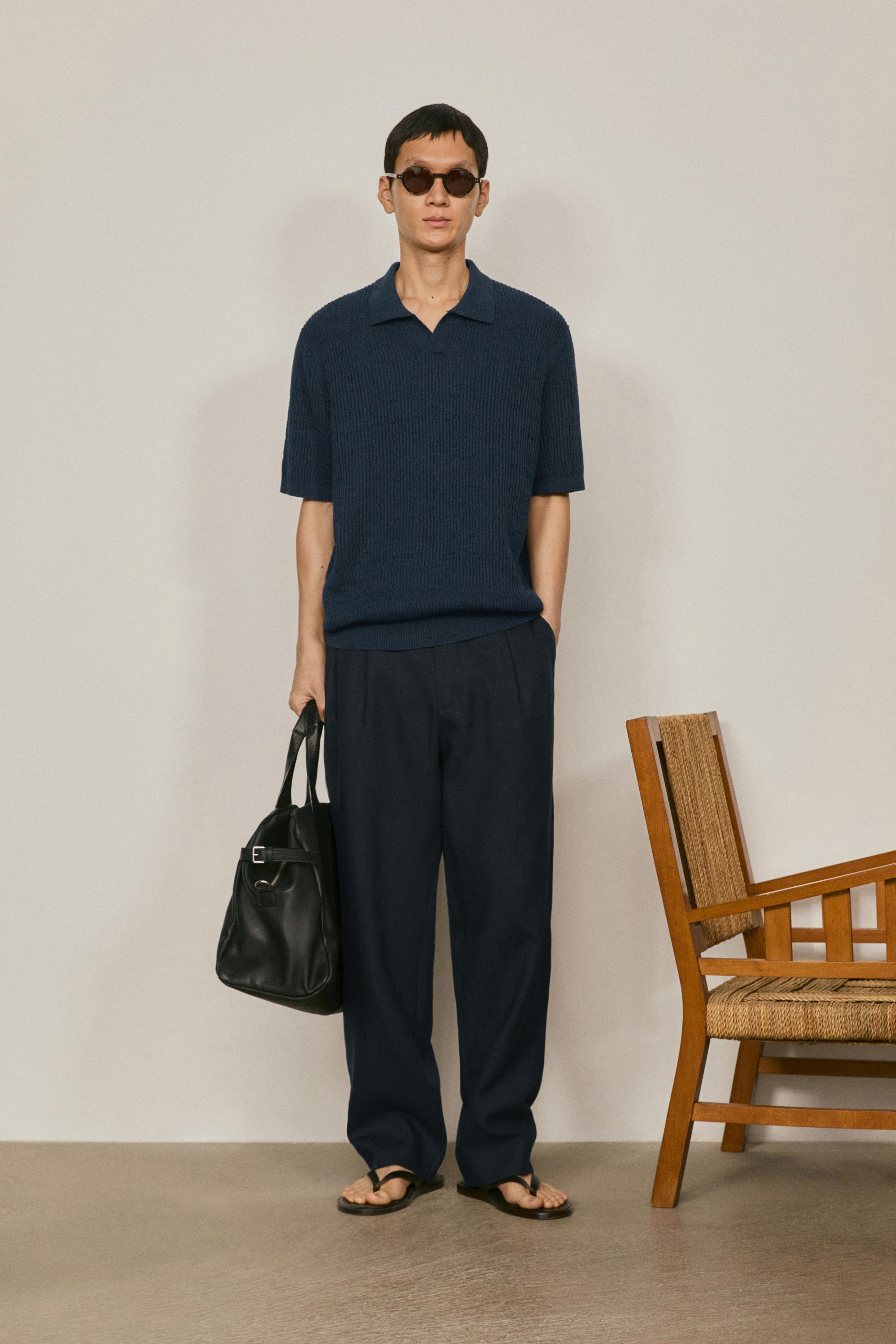 Cable-knit polo sweater - LIMITED EDITION — NAVY BLUE