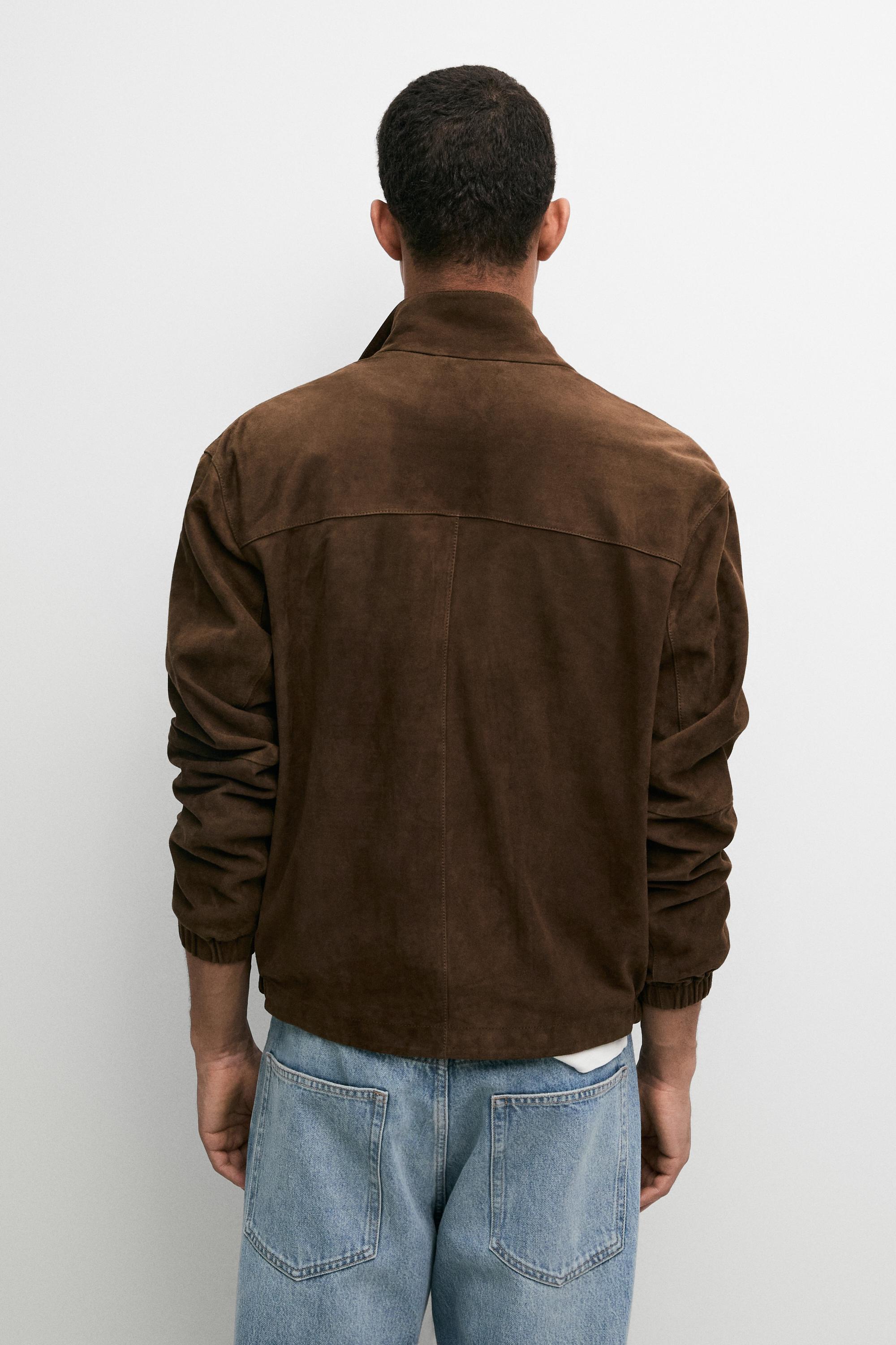 Suede leather jacket — Tobacco brown