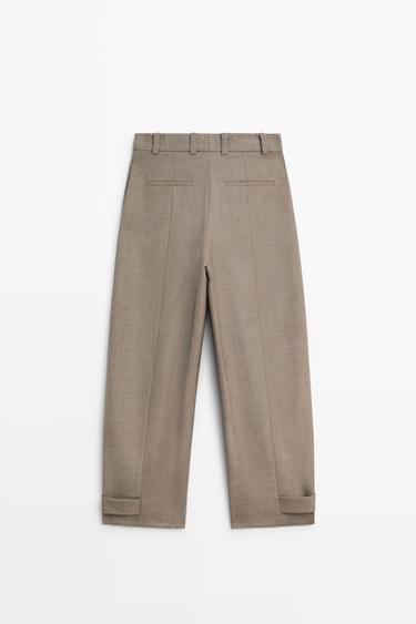 100% wool darted trousers with hem detail — Sand 6