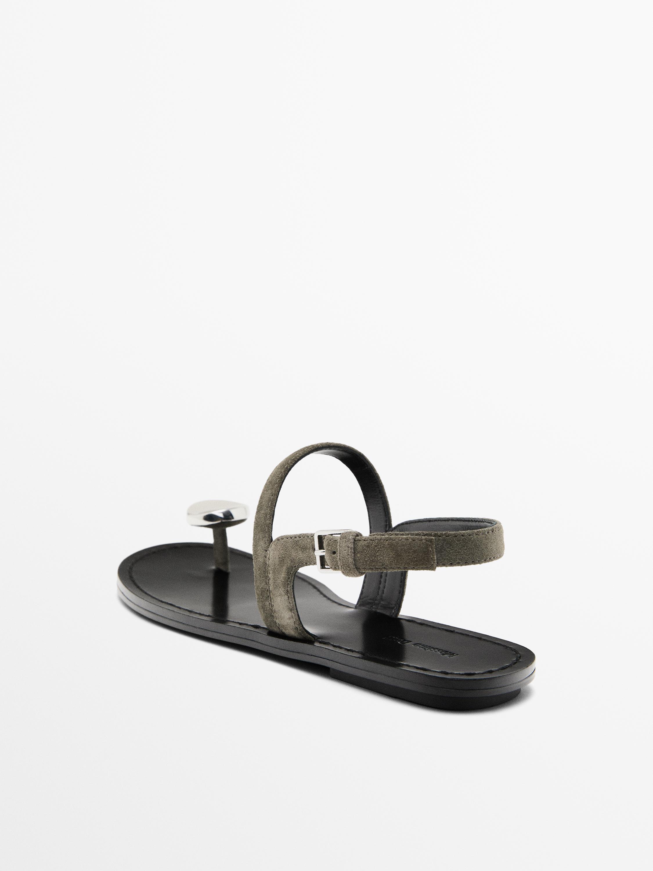 Sandals with metal toe detail