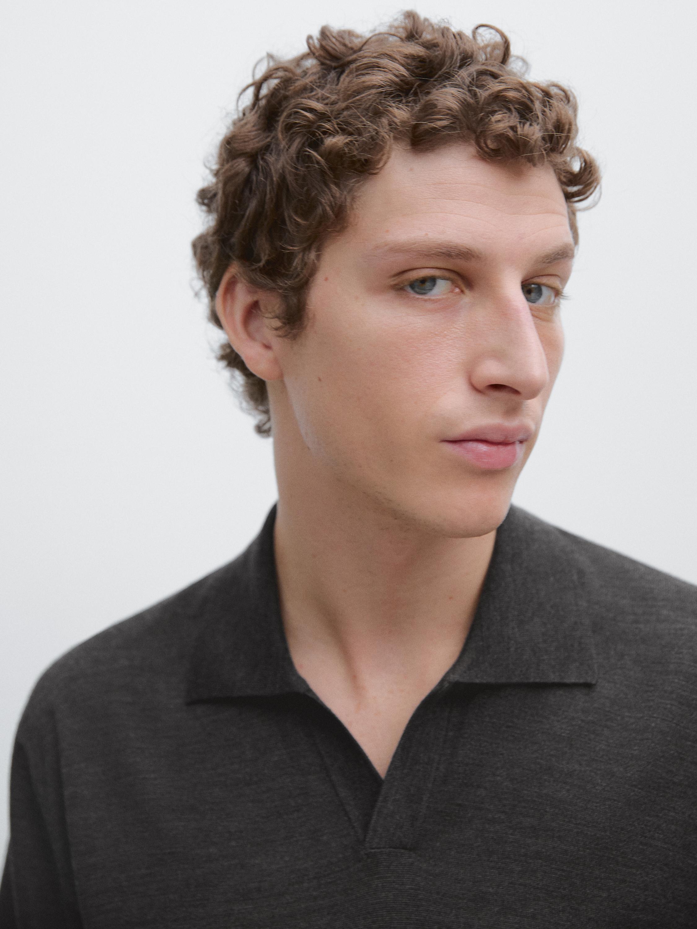 Polo shirt with V-neck