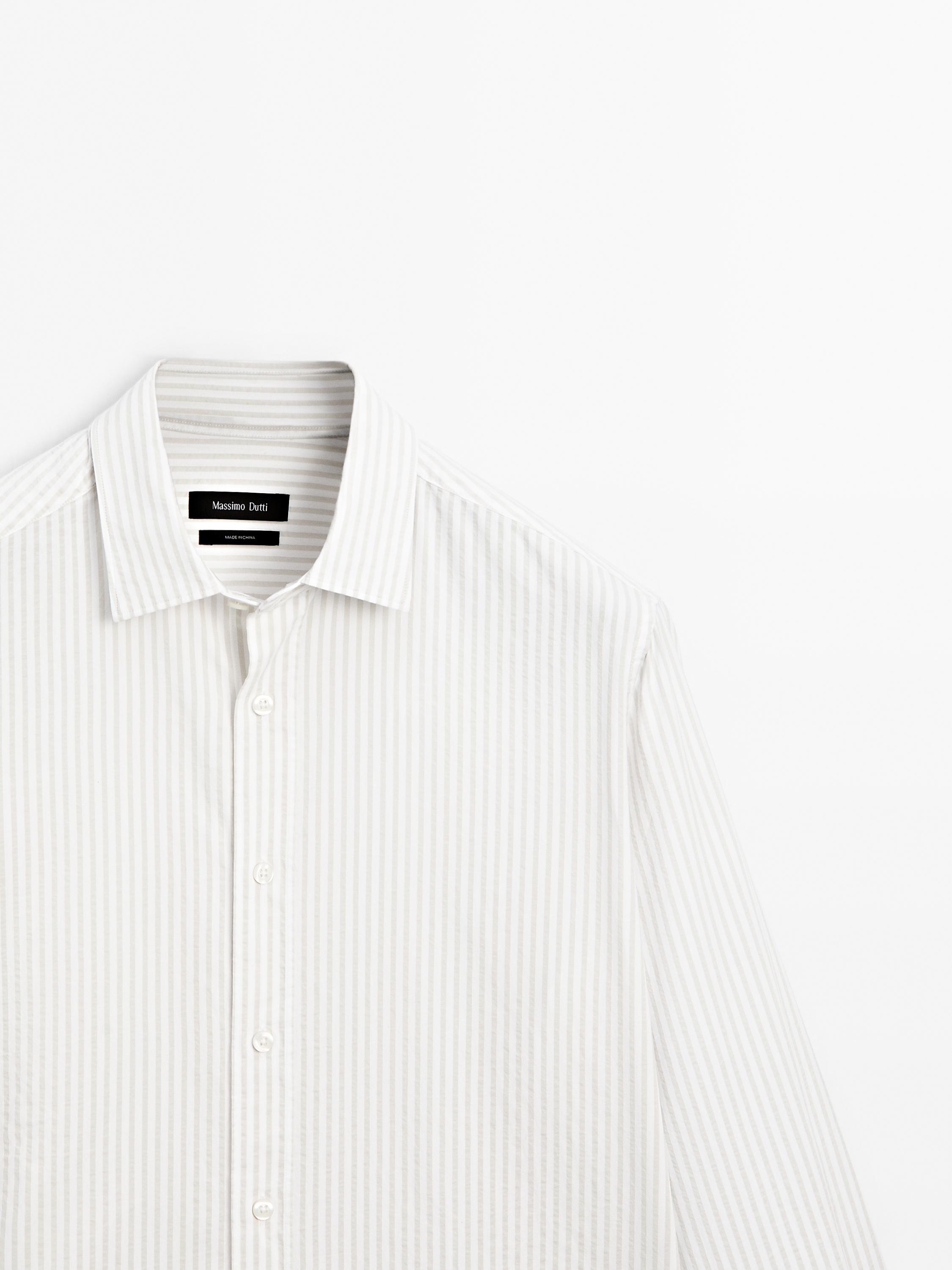 Regular fit striped cotton shirt