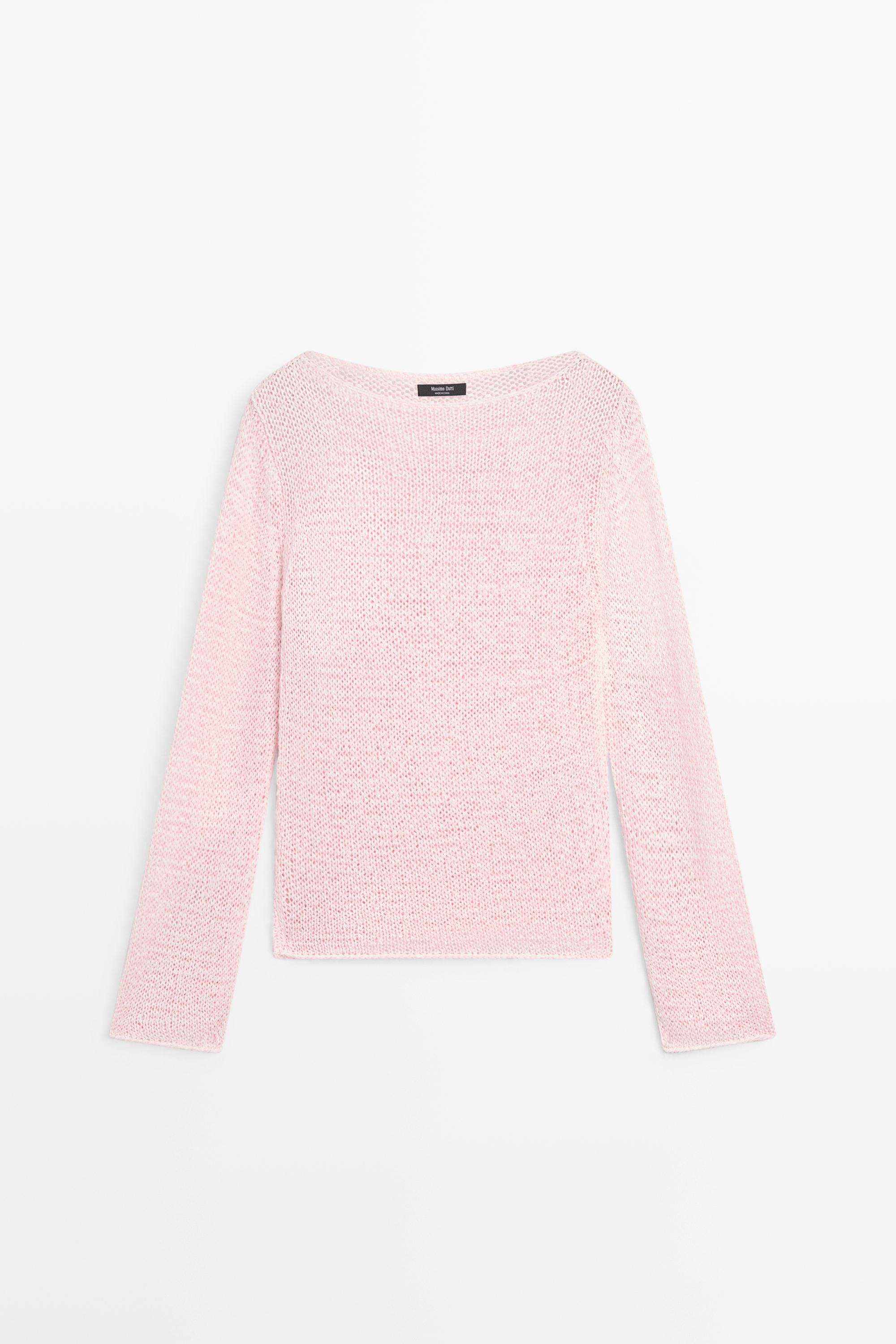 Boat neck knit sweater — PINK