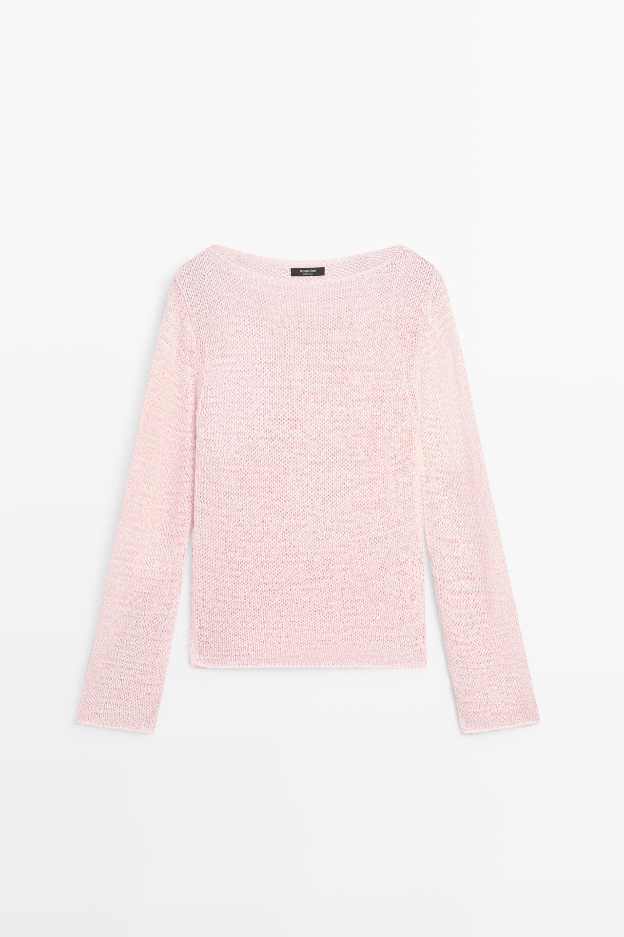 Boat neck knit sweater — PINK