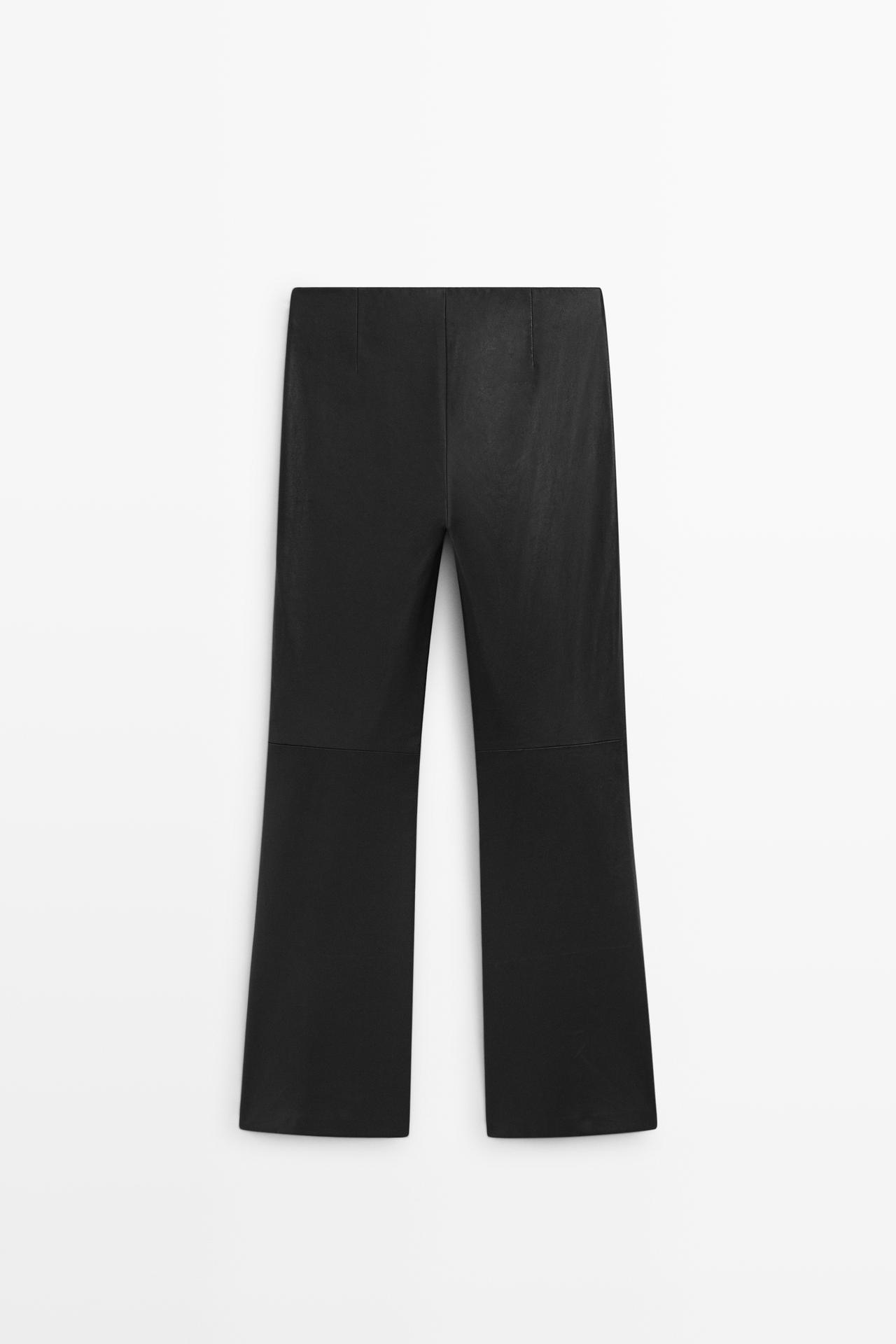 Nappa leather flare fit leggings — BLACK