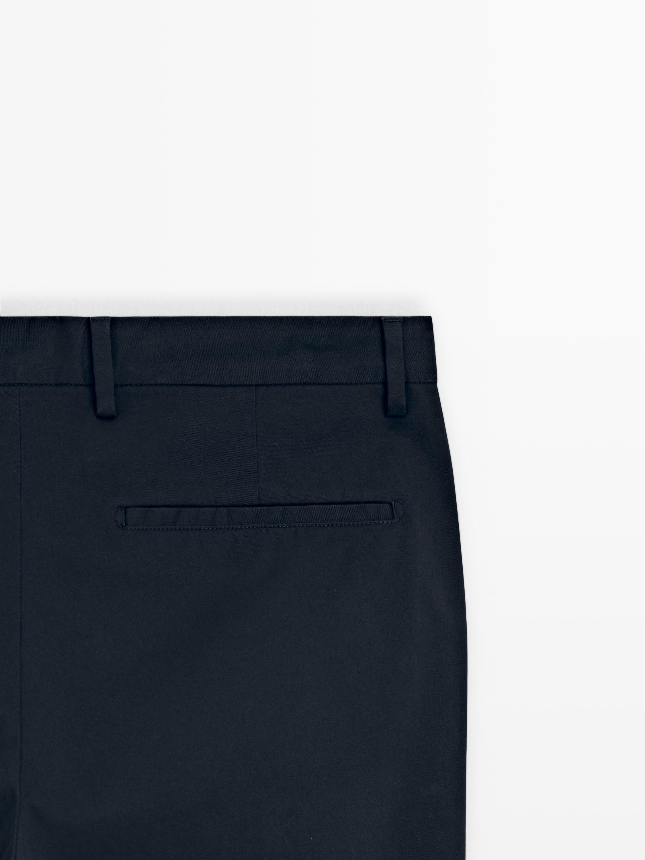 Slim fit cotton trousers — NAVY BLUE