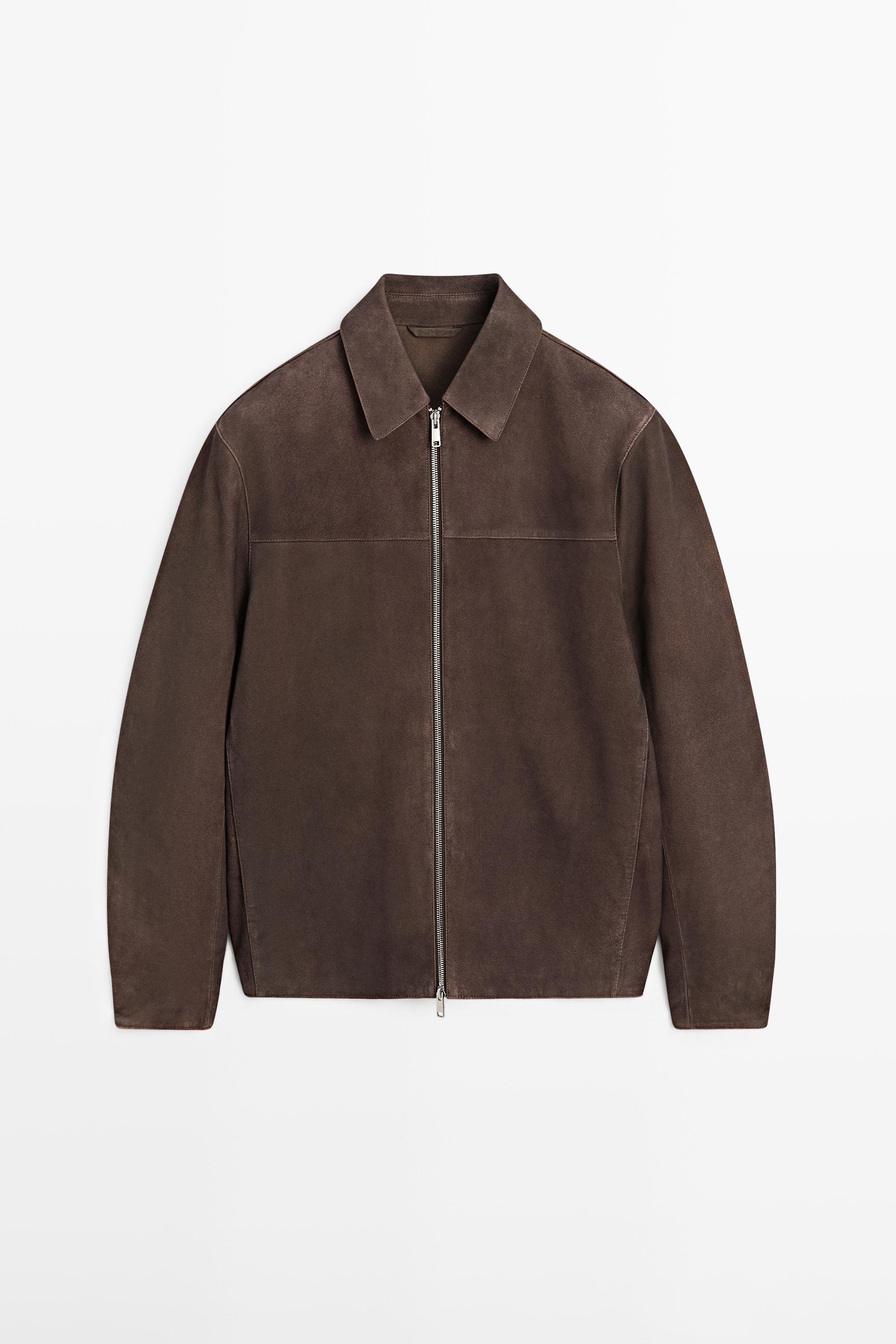 Suede leather jacket — MOLE BROWN