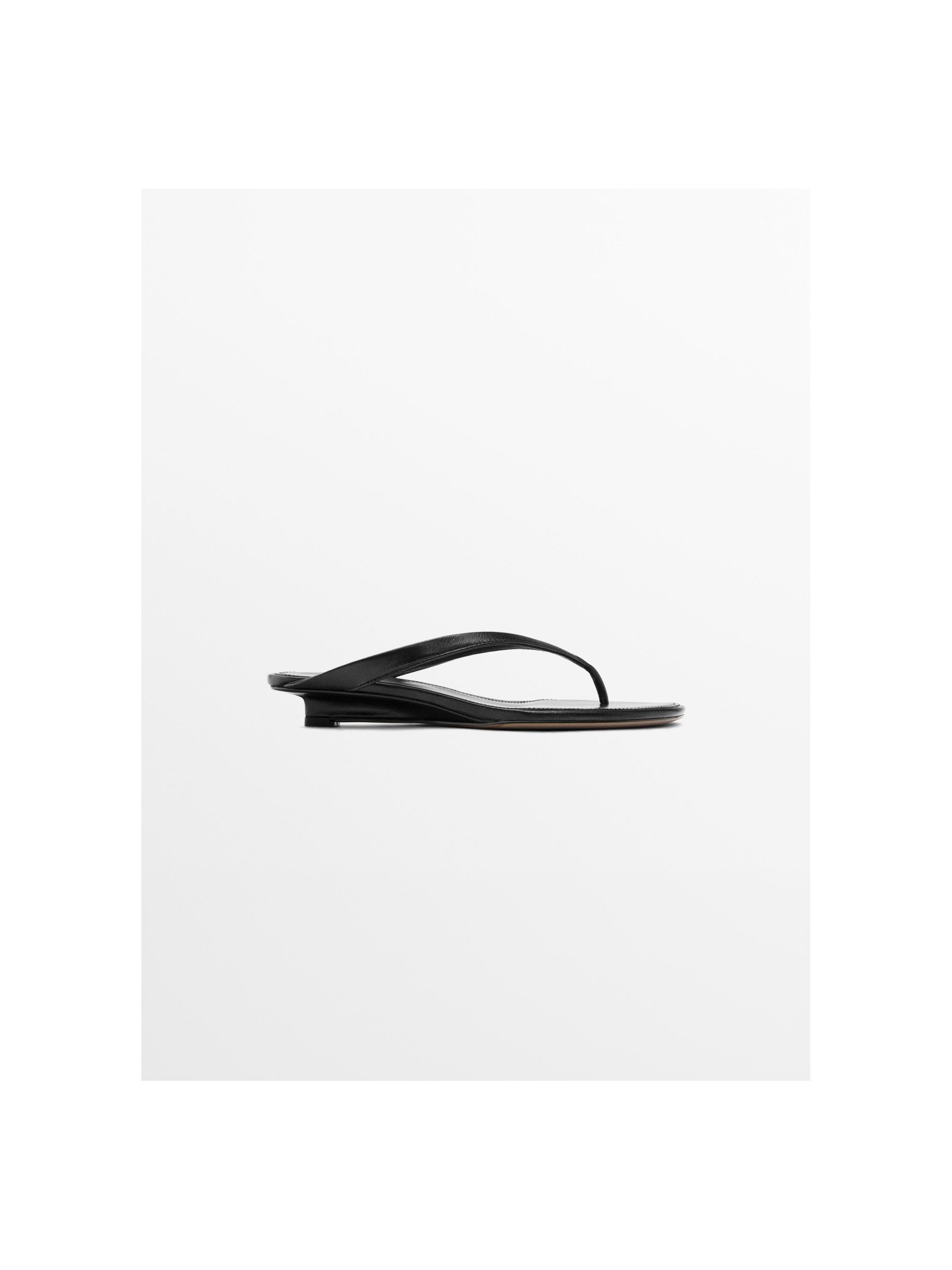 Mid-heel toe sandal — BLACK
