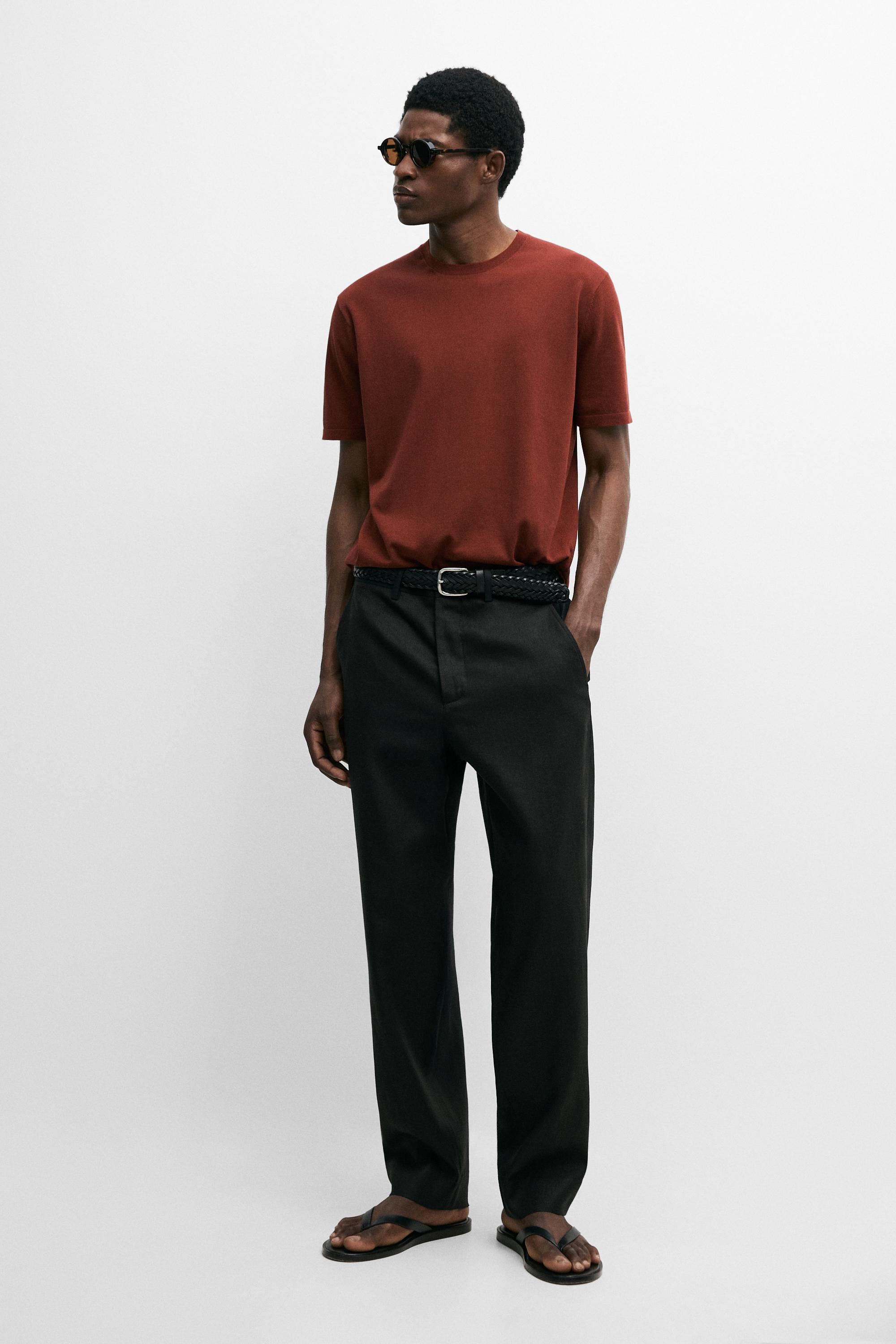 100% cotton short sleeve knit sweater — COPPER
