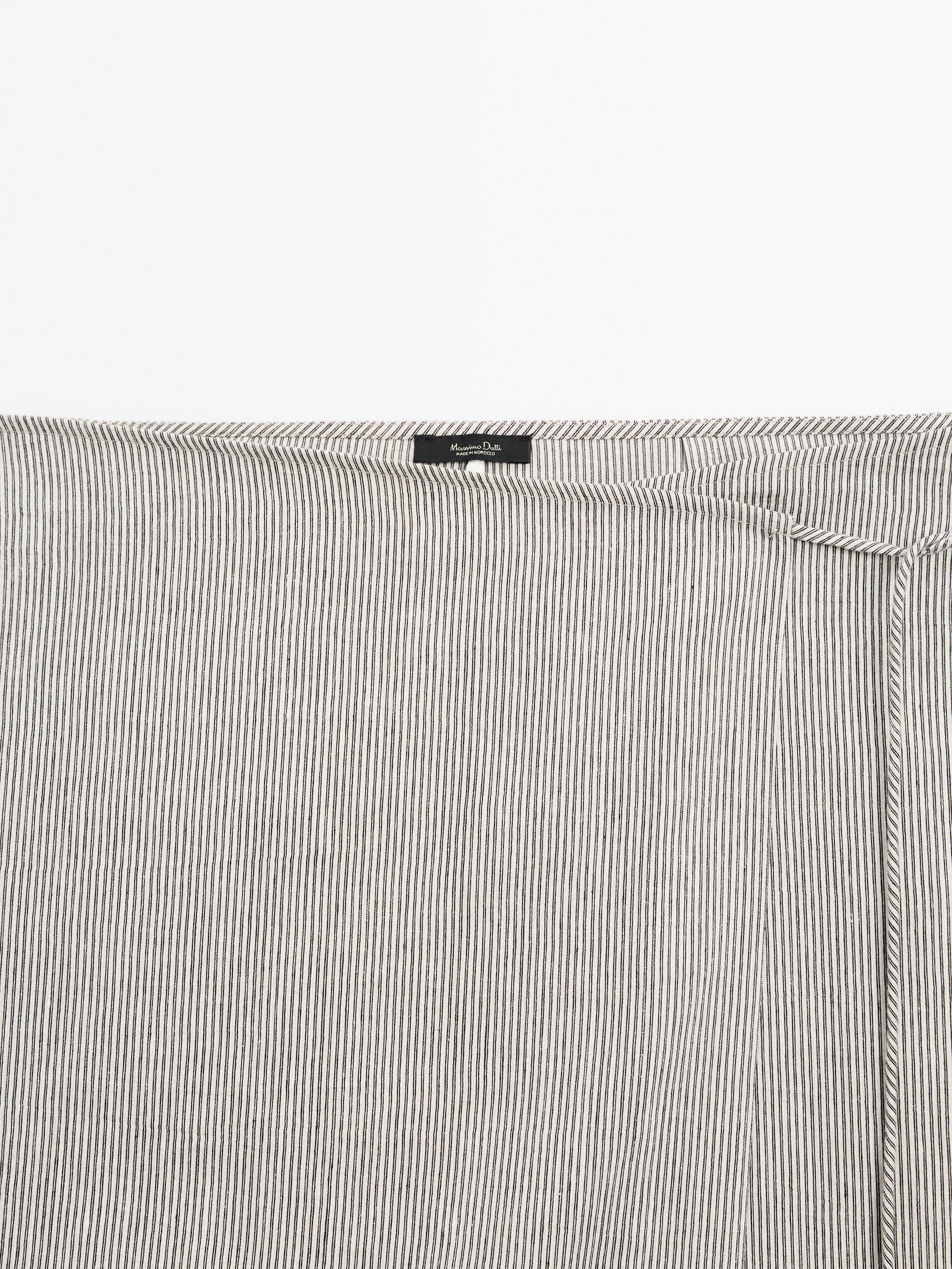 Striped linen blend pareo skirt