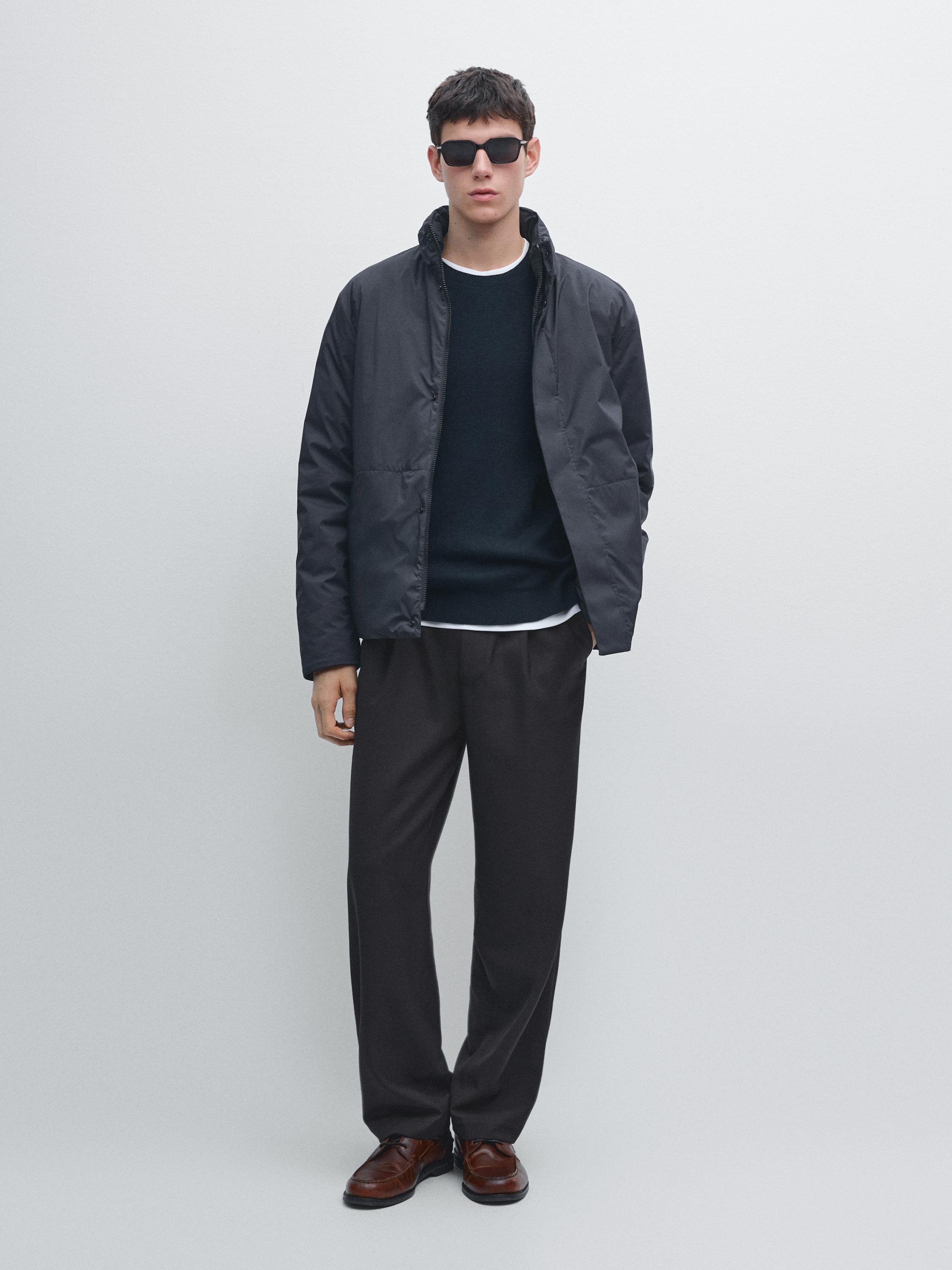 Short water-repellent puffer jacket — DARK NAVY