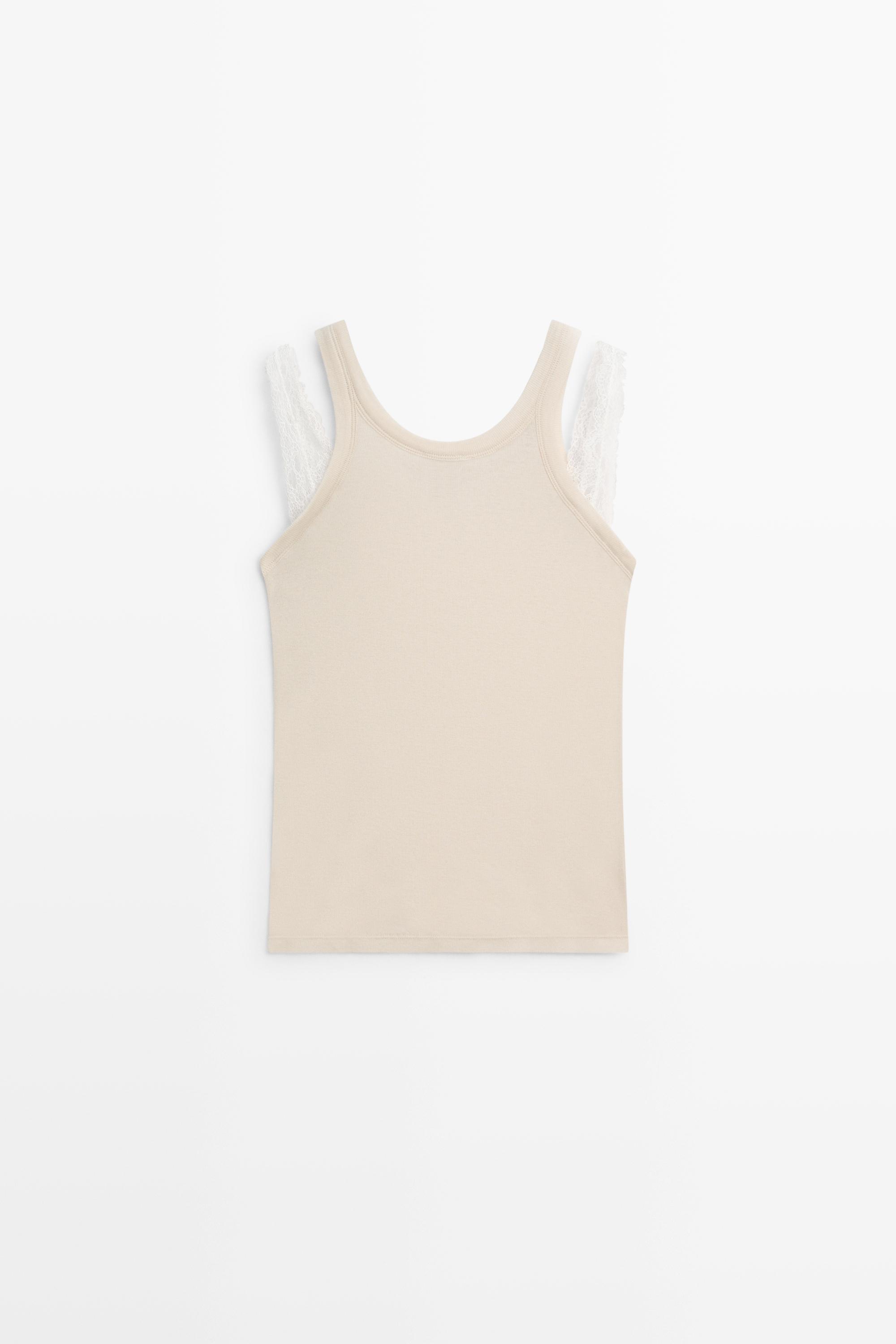 Double strap detail top - STUDIO — BEIGE