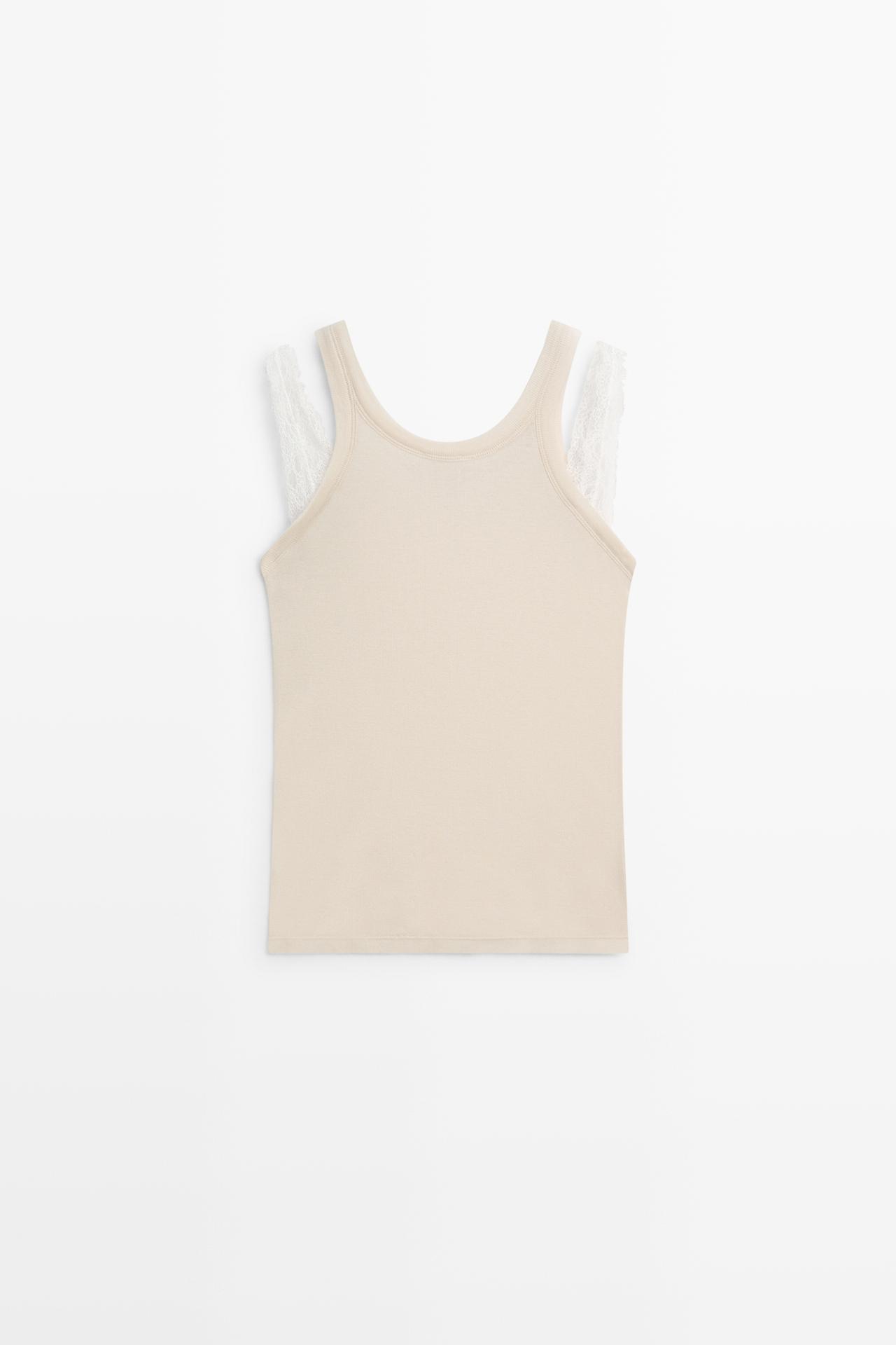 Double strap detail top - STUDIO — BEIGE