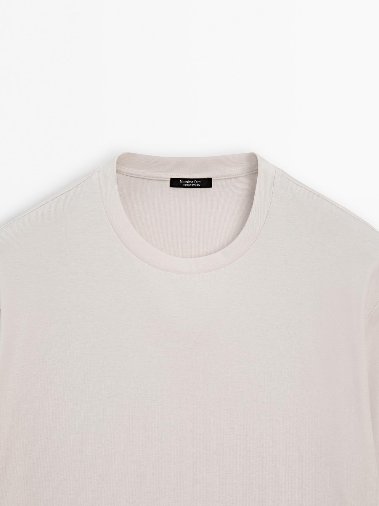 100% mercerised cotton ribbed T-shirt — CREAM