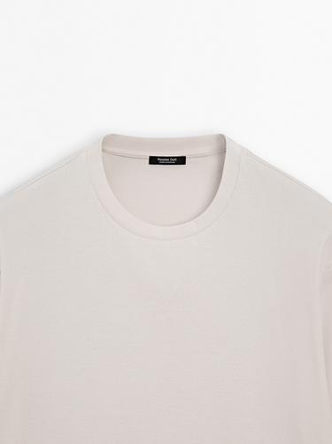 100% mercerised cotton ribbed T-shirt — CREAM 9