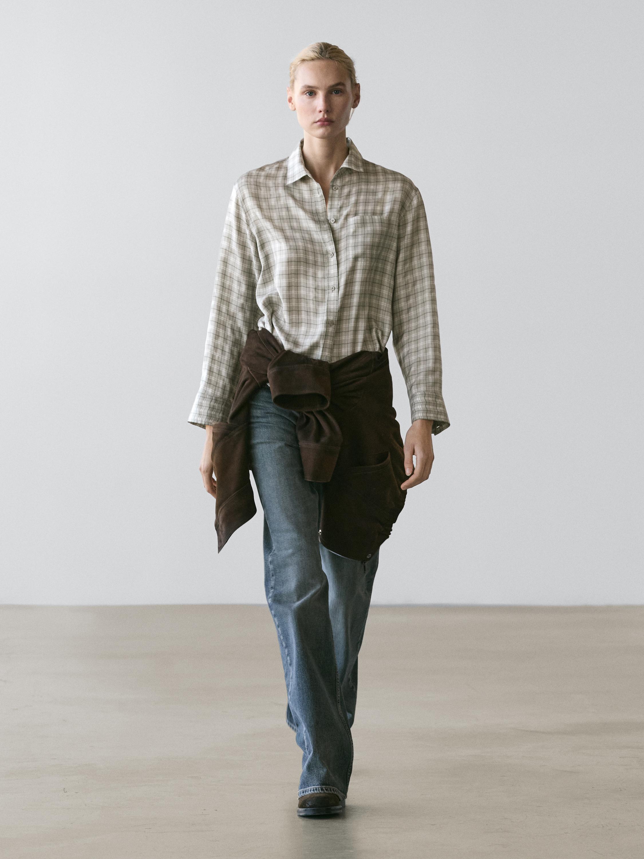 Camicia morbida a quadri 100% cupro