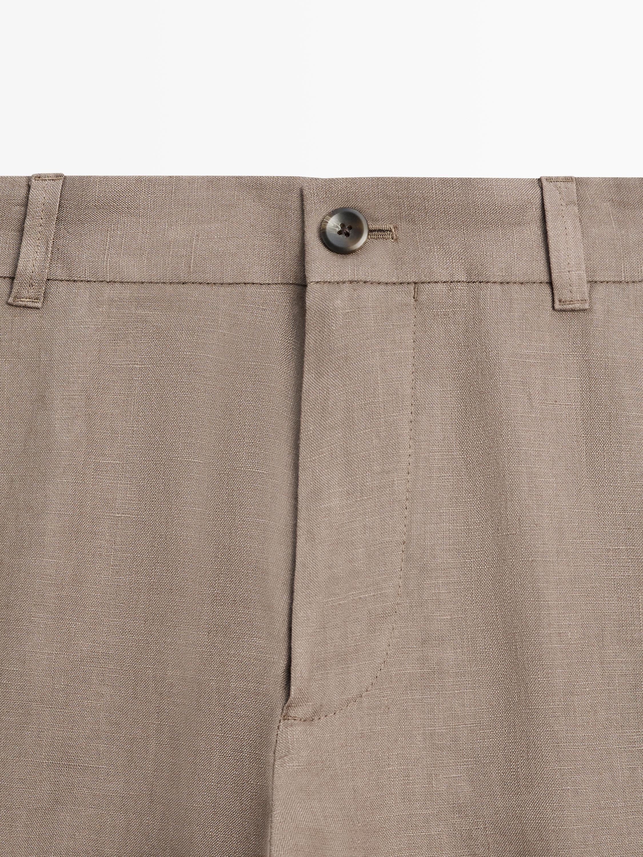 Tapered fit linen pants — MINK