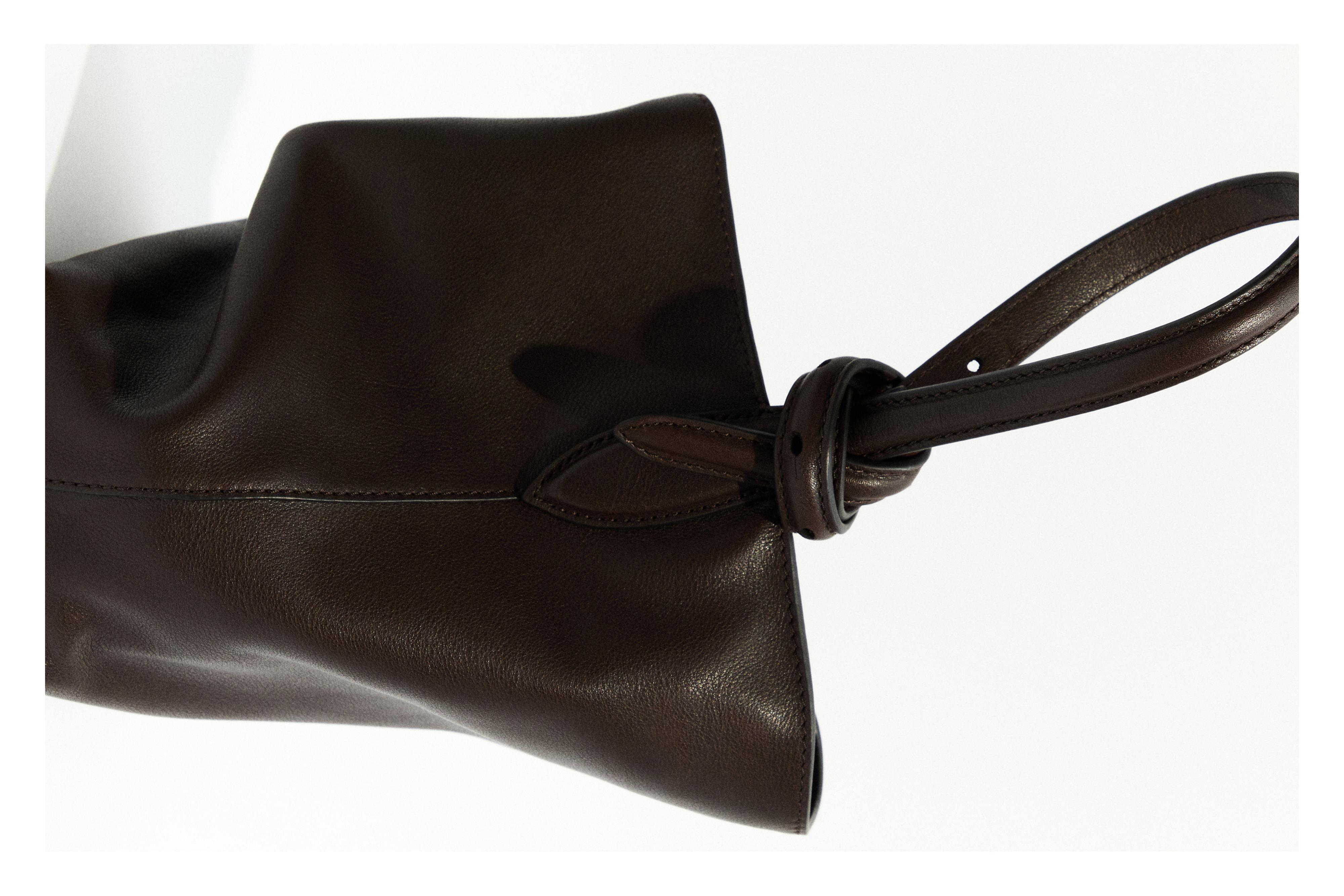 Nappa leather bucket bag — BROWN