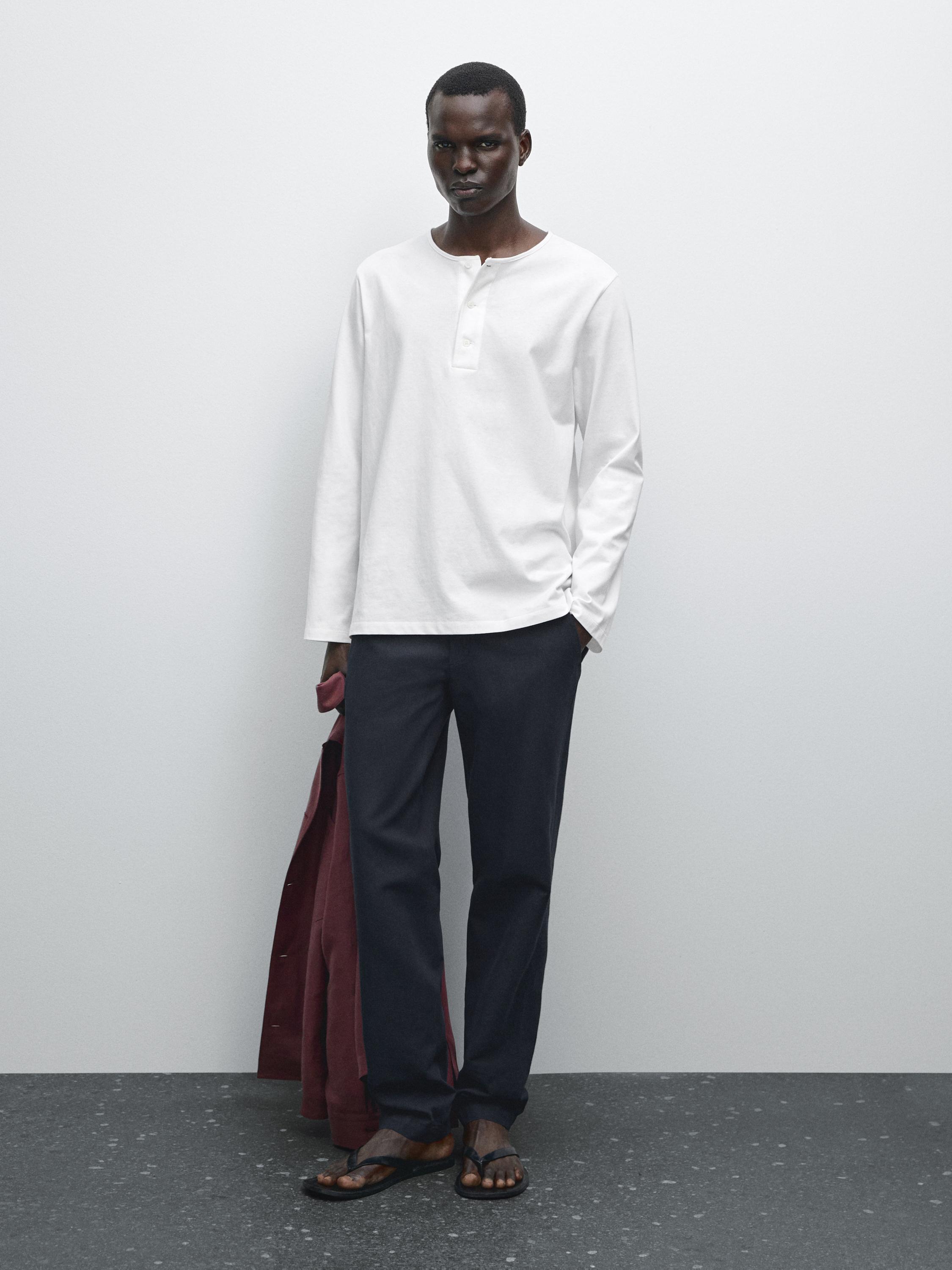 Tapered fit with cotton and linen trousers