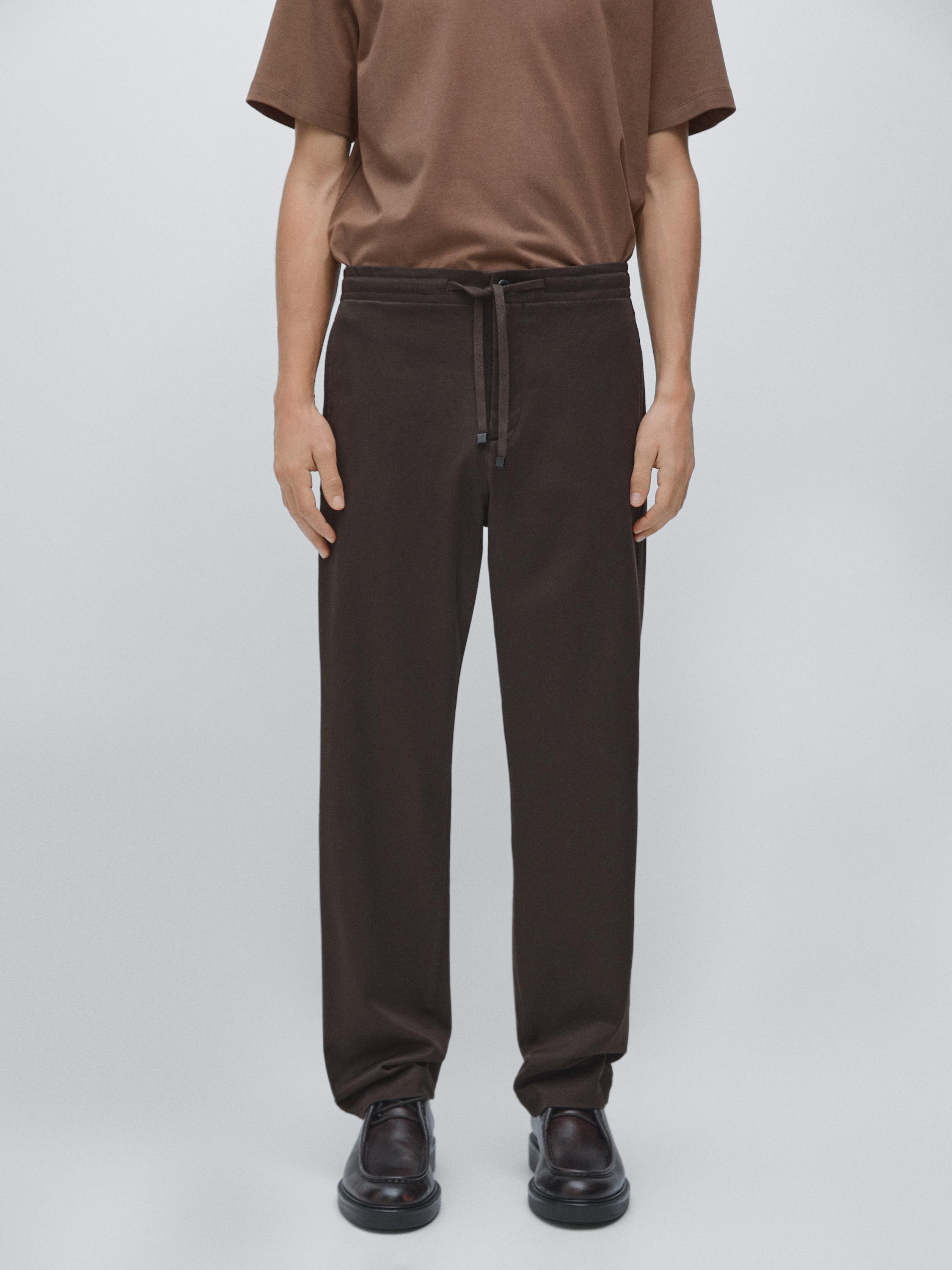 Cotton blend jogger fit trousers