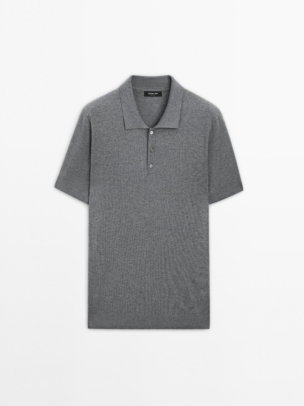 Massimo Dutti - Herre - Poloshirt I Strik Af Bomuldsblanding - Blå - L