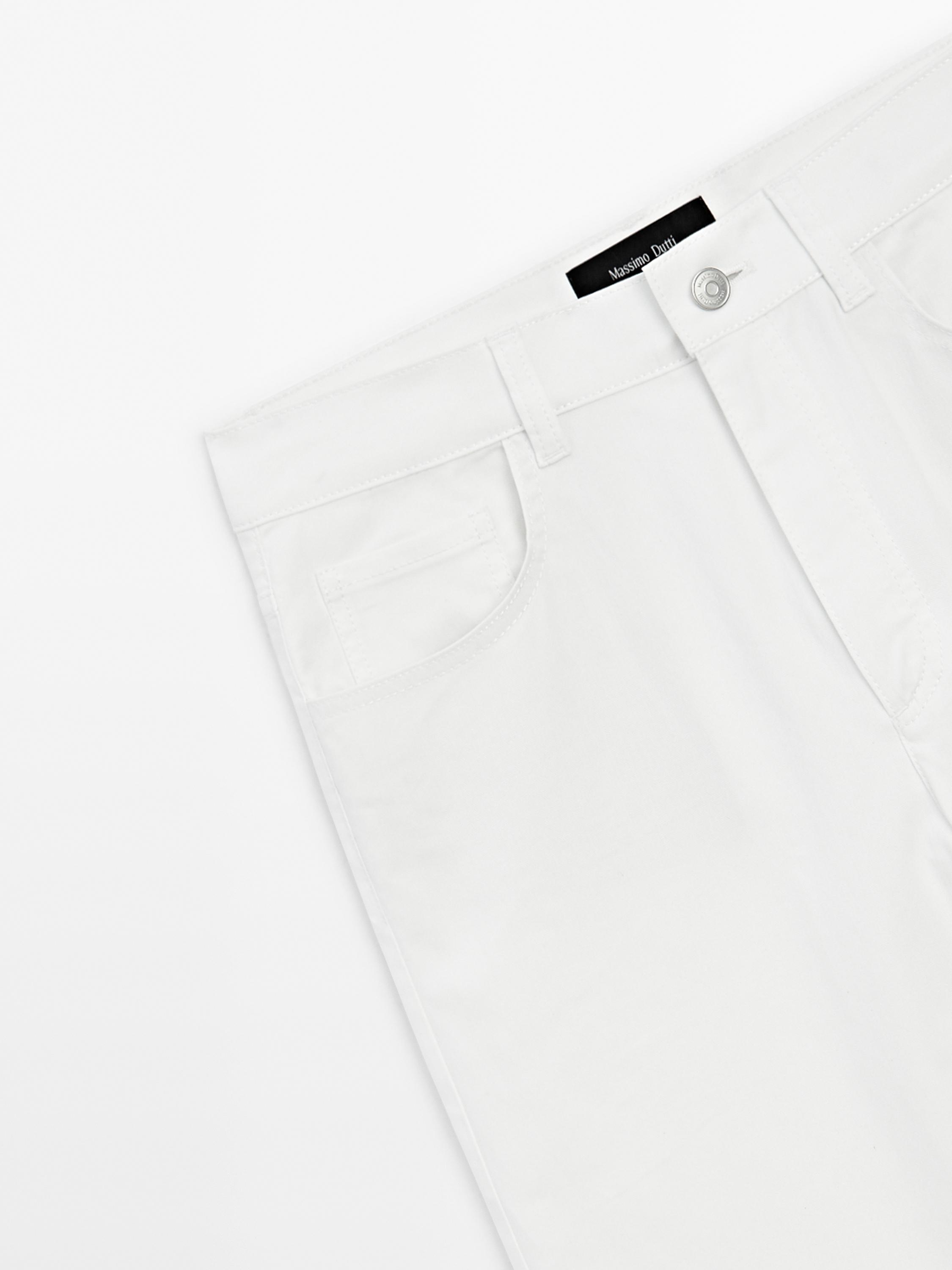 Cotton blend straight-leg cropped trousers