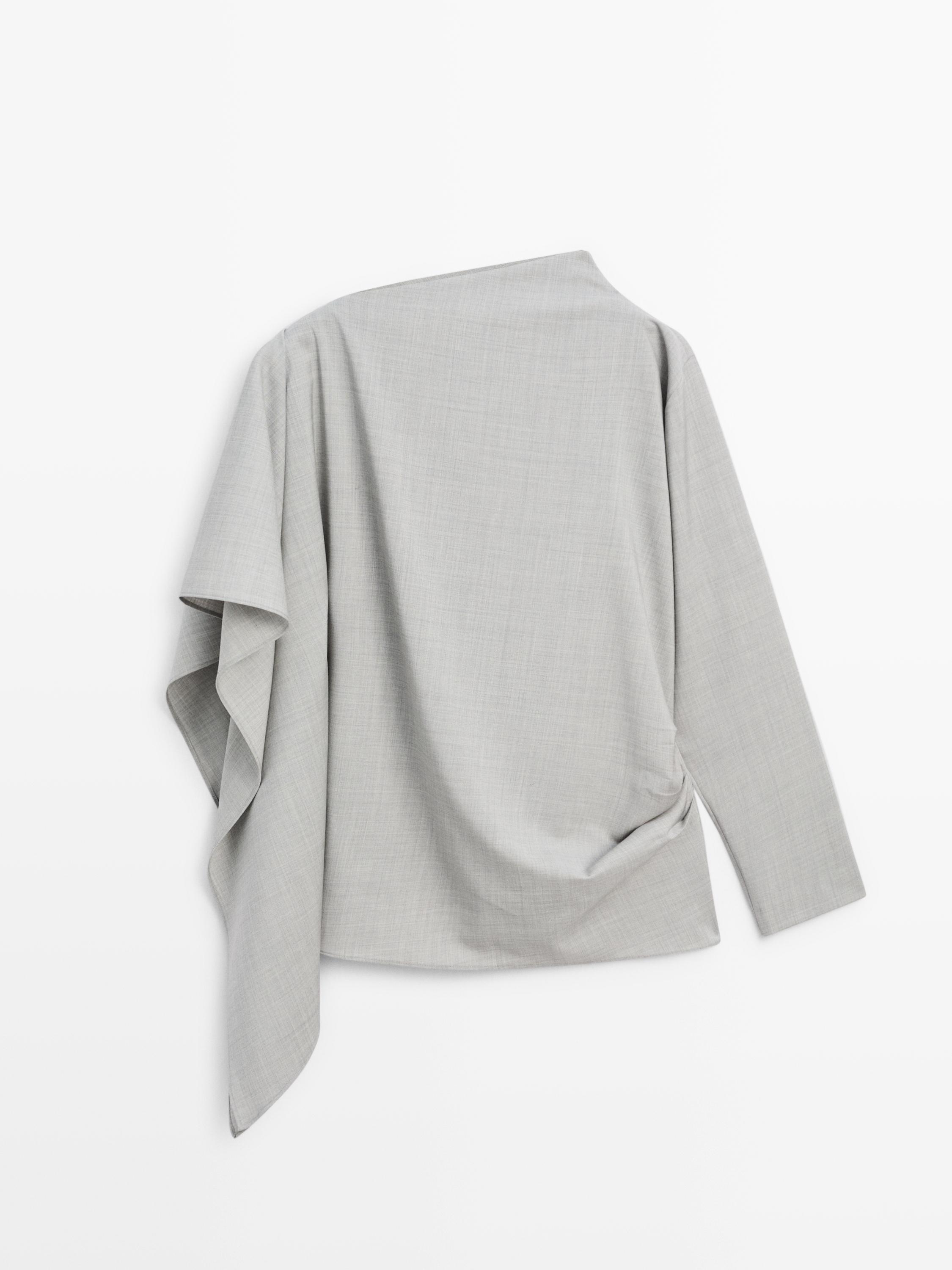 Blusa asimétrica volante 100% lana - STUDIO