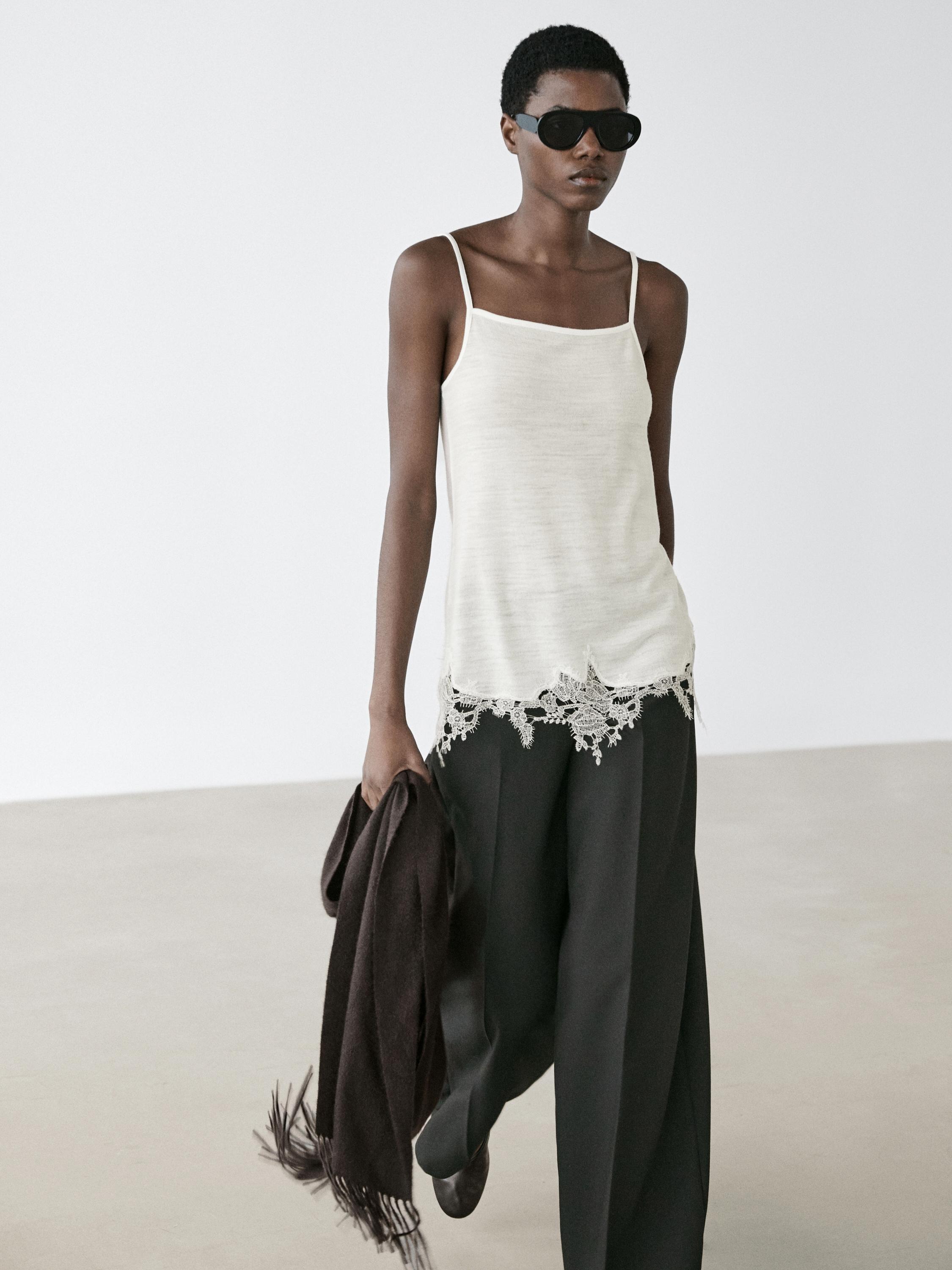 Camisole top with lace detail